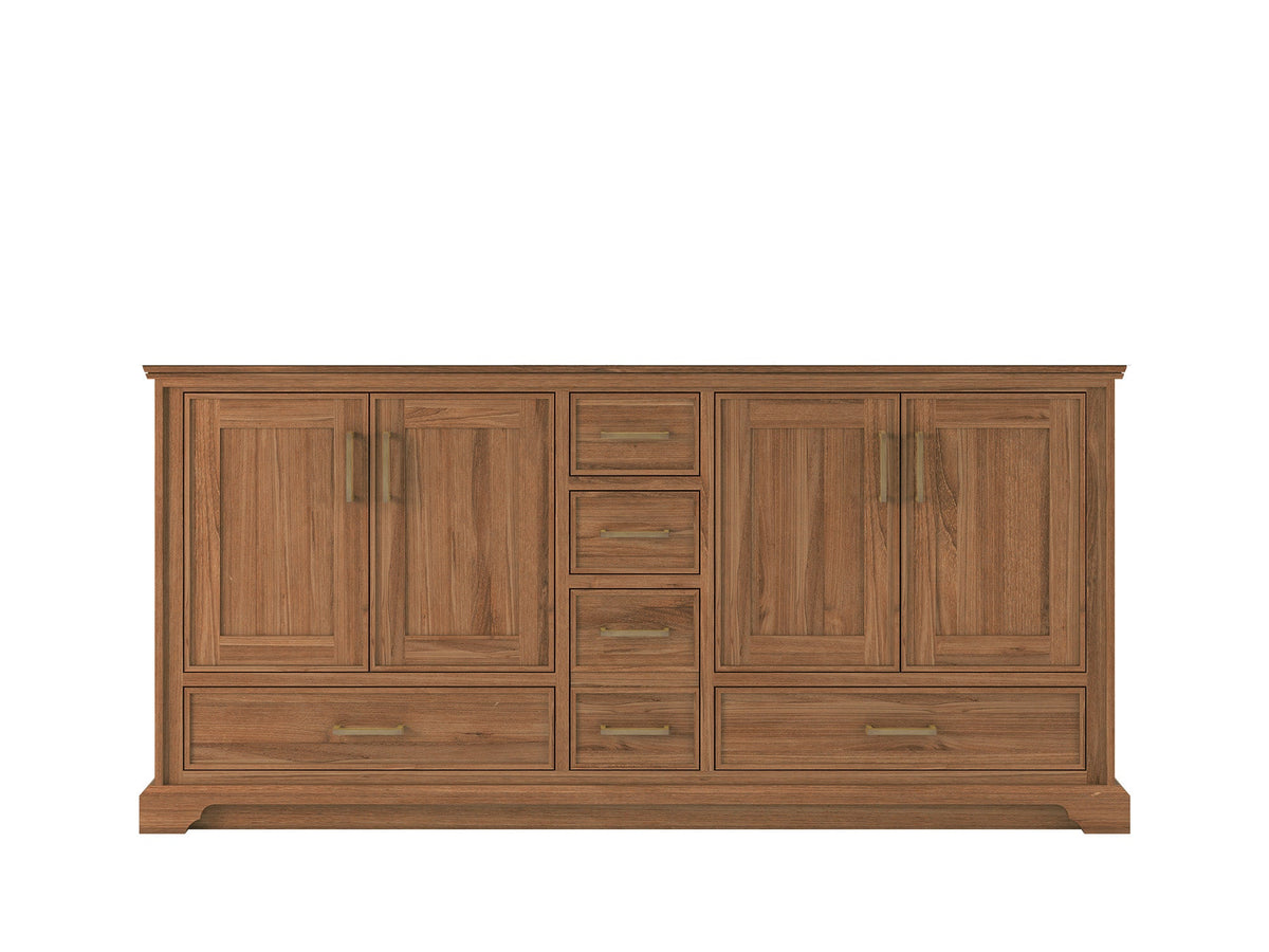 Charlotte Teak 72 in. W x 22 in. D Double Sink Bathroom Vanity in Dark Natural - Cabinet Only
