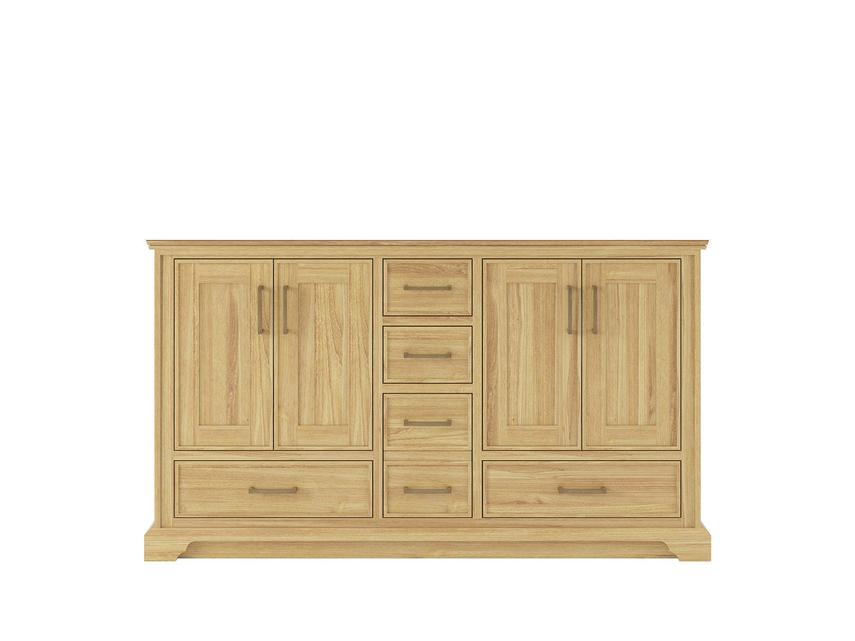 Charlotte Teak 60 in. W x 22 in. D Double Sink Bathroom Vanity in Light Natural - Cabinet Only