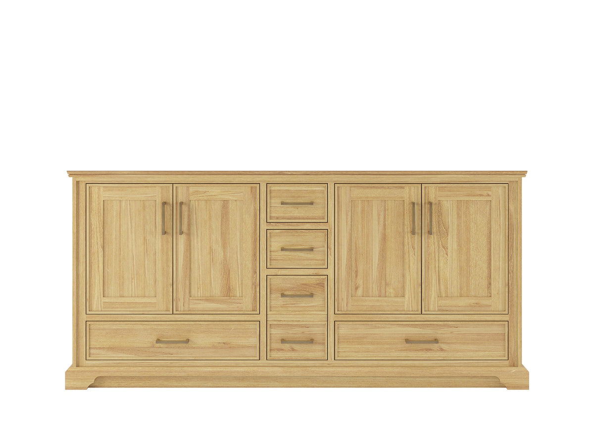 Charlotte Teak 72 in. W x 22 in. D Double Sink Bathroom Vanity in Light Natural - Cabinet Only