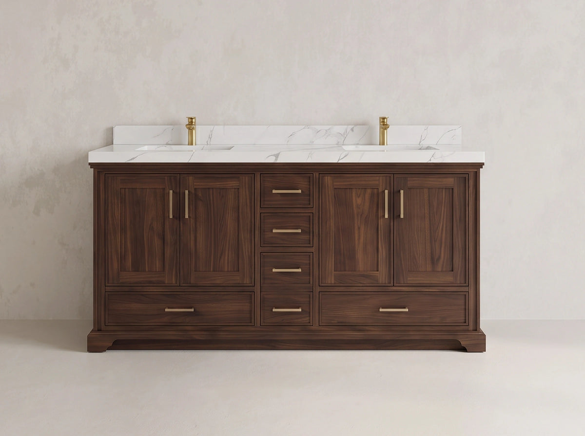 Charlotte Teak Wood 72 in. W x 22 in. D Double Sink Bathroom Vanity