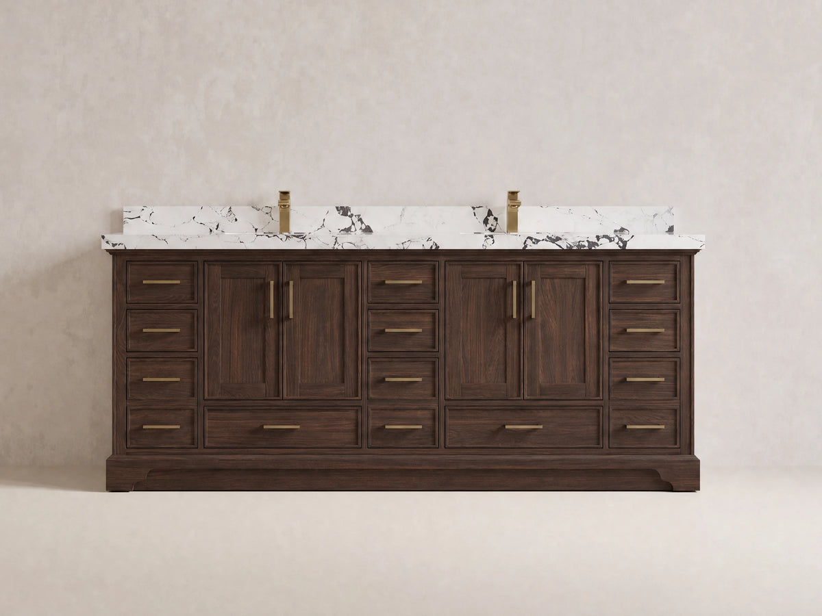 Charlotte Teak Wood 84 in. W x 22 in. D Double Sink Bathroom Vanity