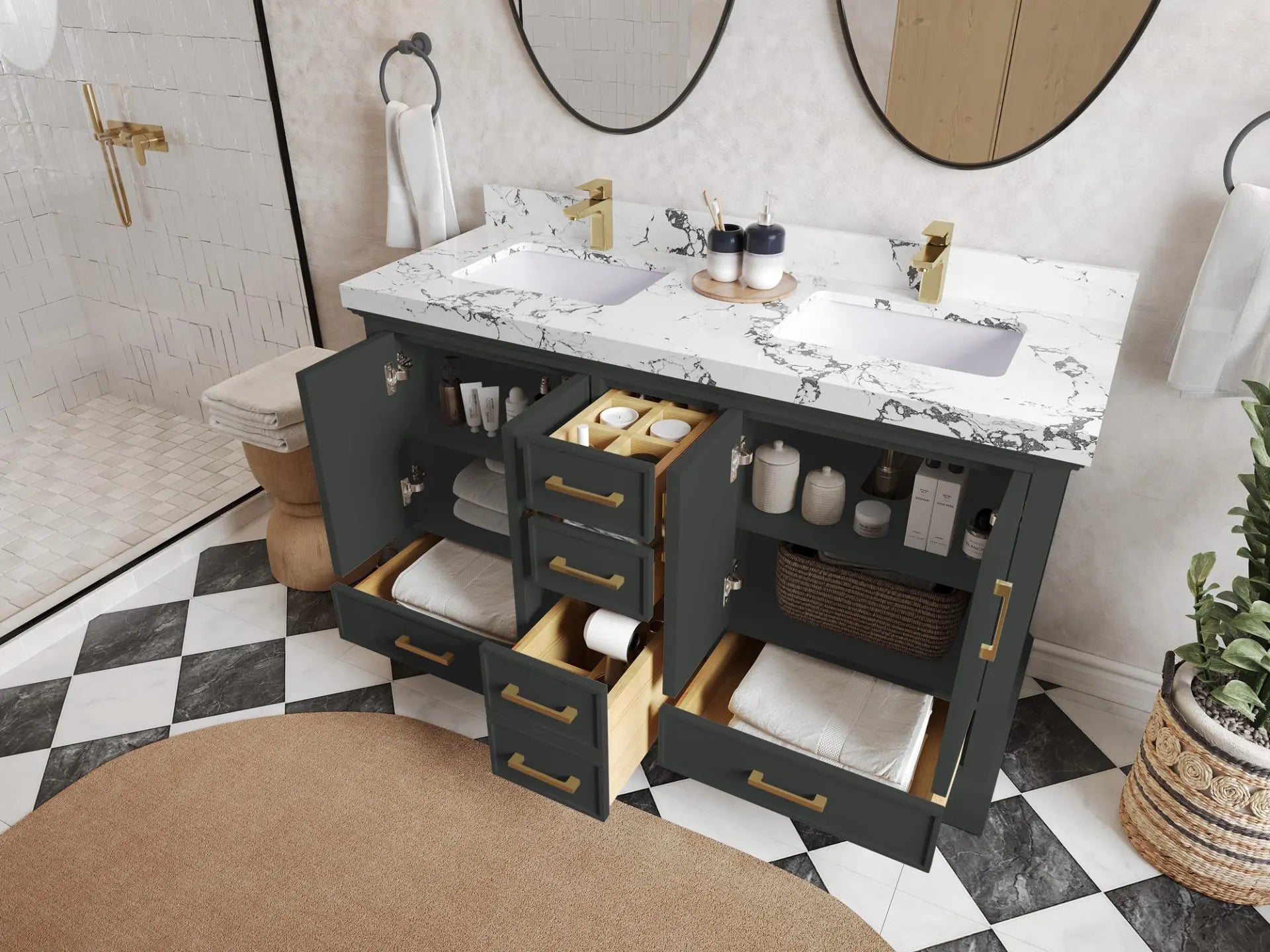 Charlotte 60 in. W x 22 in. D Double Sink Bathroom Vanity