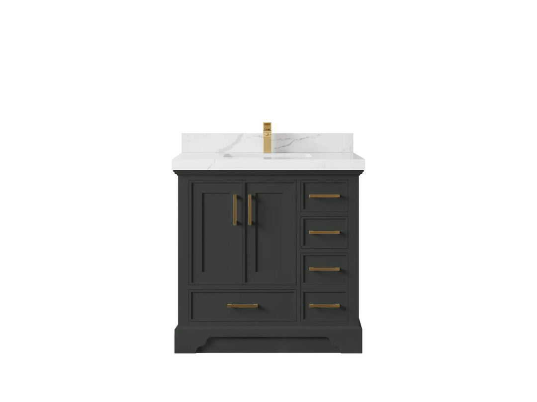 Charlotte Slim Shaker Bathroom Vanity – White Oak, Teak Wood, Painted with Quartz & Marble or Taj Mahal Quarzite - photo 45