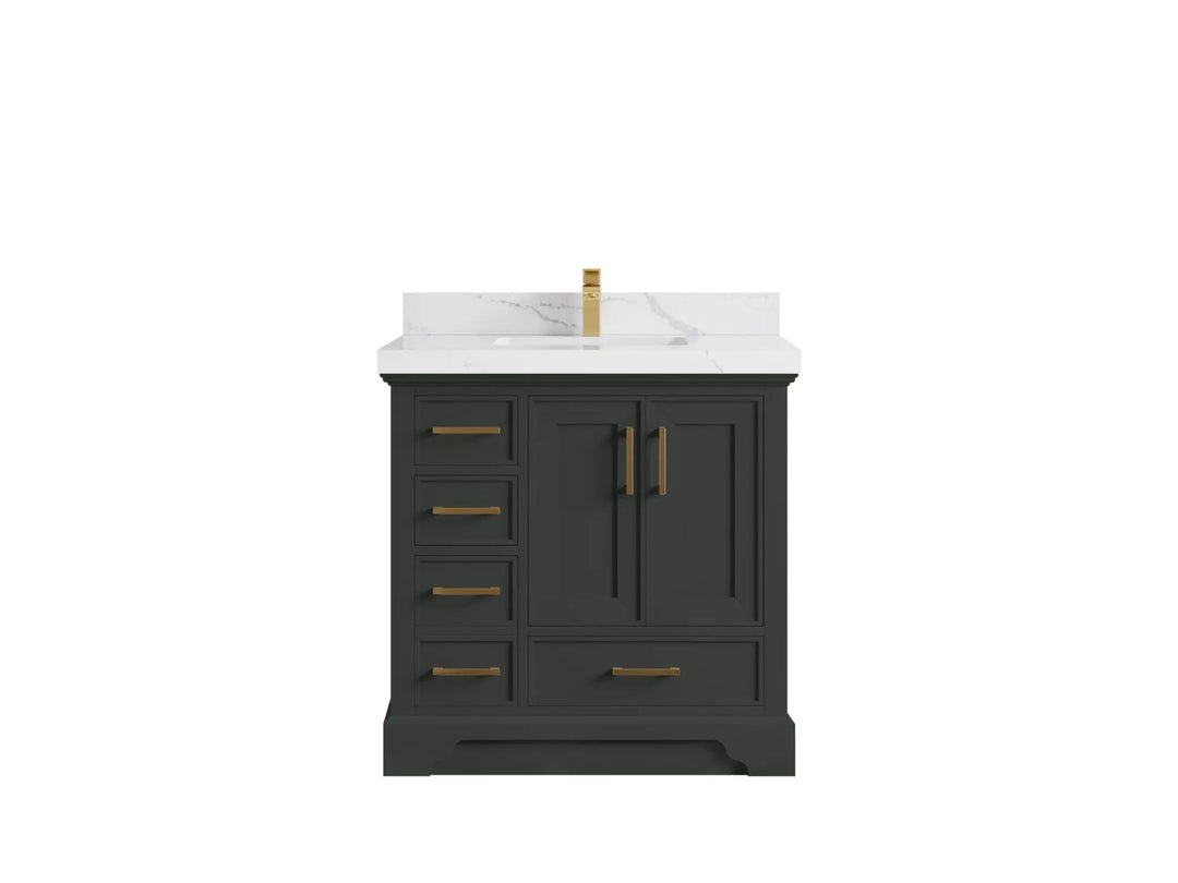 Charlotte Slim Shaker Bathroom Vanity – White Oak, Teak Wood, Painted with Quartz & Marble or Taj Mahal Quarzite - photo 38