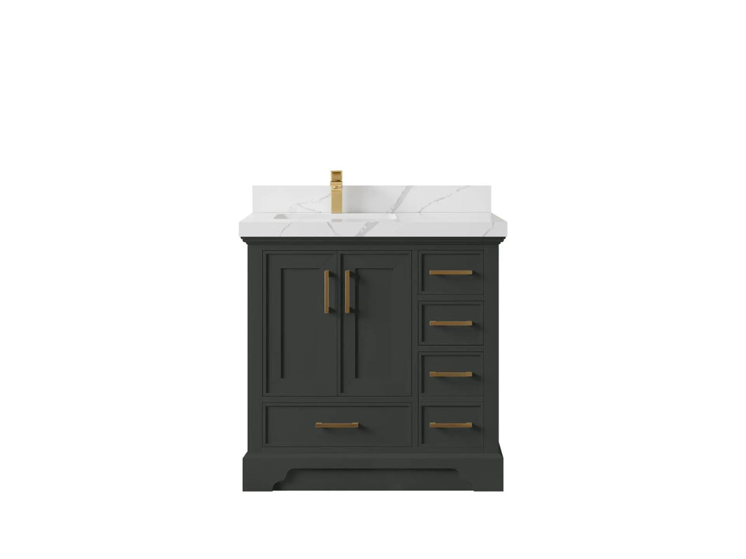 Charlotte Slim Shaker Bathroom Vanity – White Oak, Teak Wood, Painted with Quartz & Marble or Taj Mahal Quarzite - photo 43