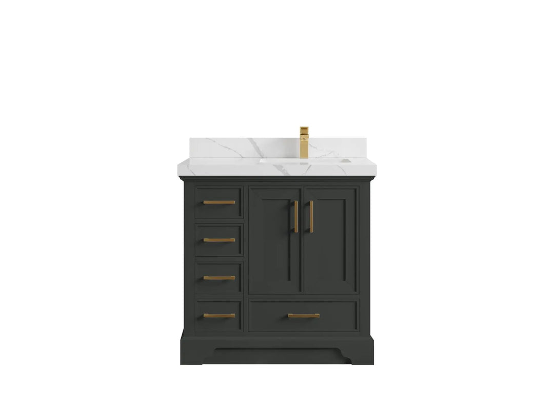 Charlotte Slim Shaker Bathroom Vanity – White Oak, Teak Wood, Painted with Quartz & Marble or Taj Mahal Quarzite - photo 40