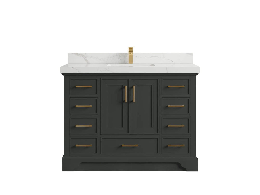 Charlotte Slim Shaker Bathroom Vanity – White Oak, Teak Wood, Painted with Quartz & Marble or Taj Mahal Quarzite - photo 18