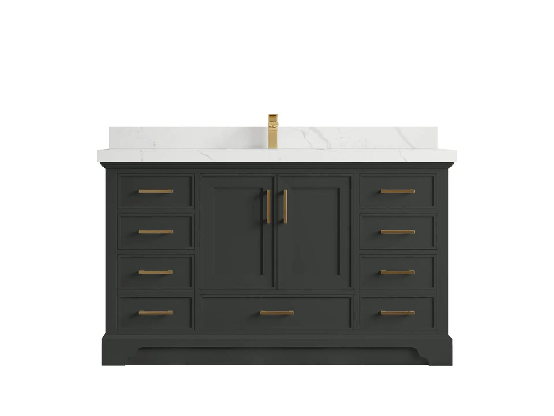 Charlotte Slim Shaker Bathroom Vanity – White Oak, Teak Wood, Painted with Quartz & Marble or Taj Mahal Quarzite - photo 29