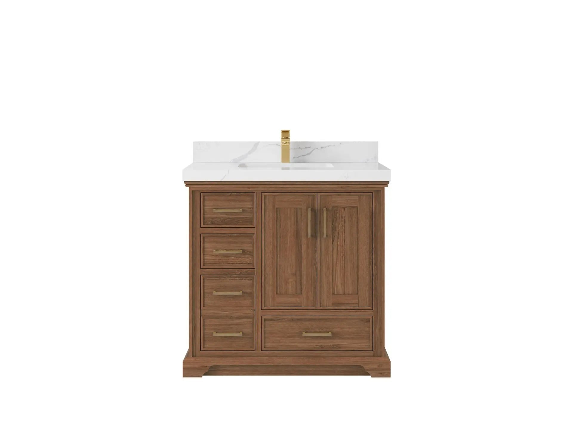 Charlotte Teak Wood 36 in. W x 22 in. D Center Sink Bathroom Vanity - Willow Bath and Vanity