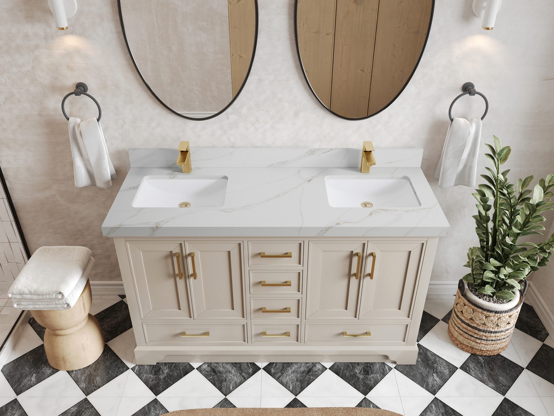 Charlotte 60 in. W x 22 in. D Double Sink Bathroom Vanity