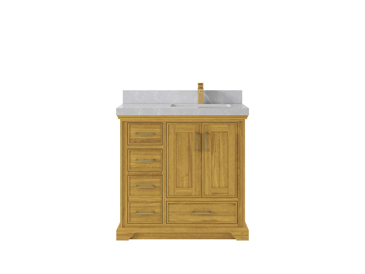 Charlotte White Oak 36 in. W x 22 in. D Right Offset Sink Bathroom Vanity