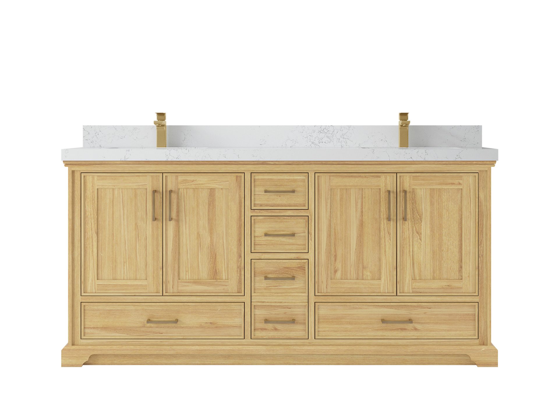 Charlotte Teak 72 in. W x 22 in. D Double Sink Bathroom Vanity in Light Natural with 2 in Empira White Quartz Countertop
