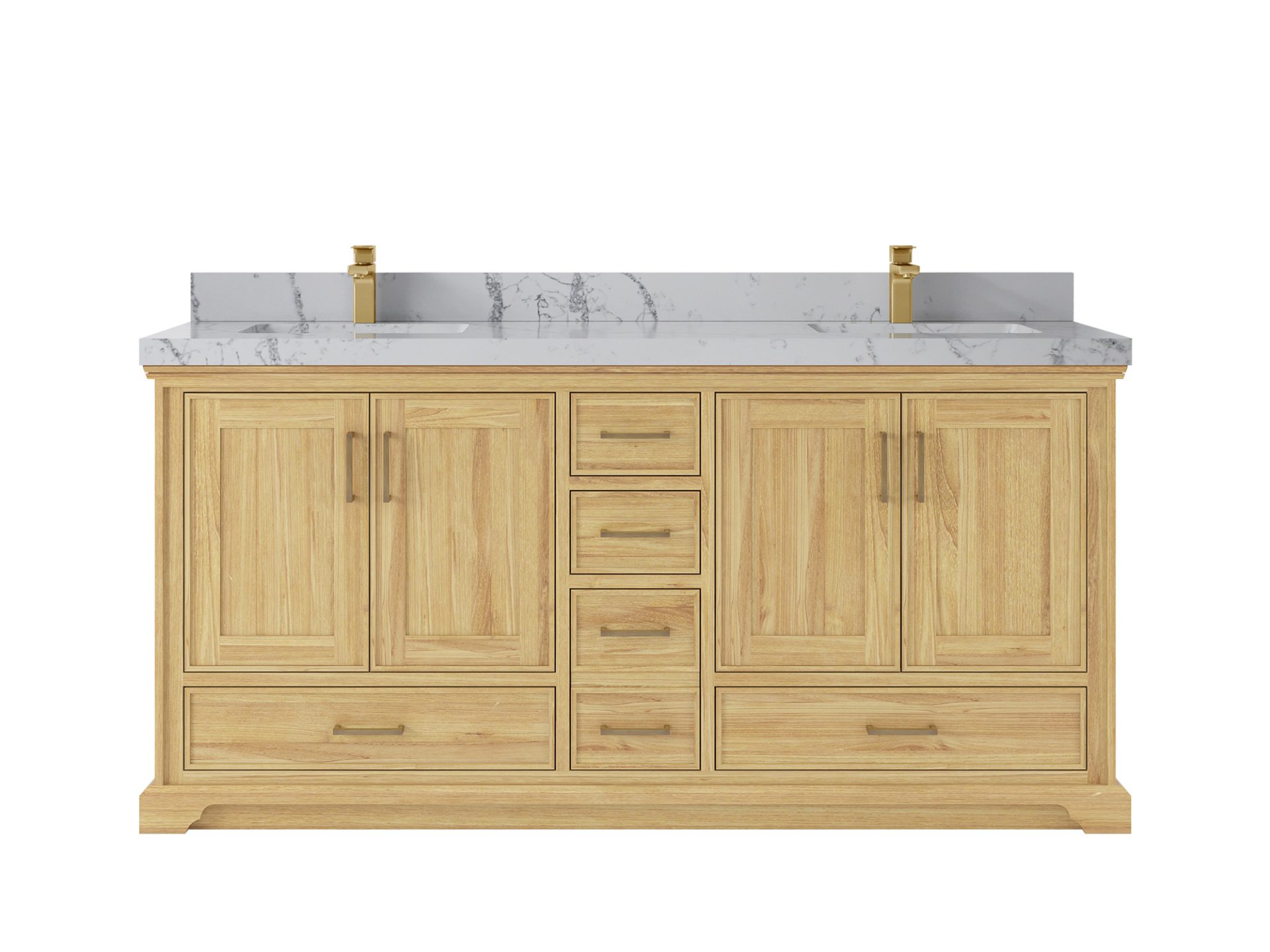 Charlotte Teak 72 in. W x 22 in. D Double Sink Bathroom Vanity in Light Natural with 2 in Venatino Quartz Countertop