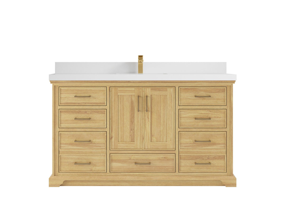 Charlotte 60 in. W x 22 in. D Single Sink Bathroom Teak Wood Vanity