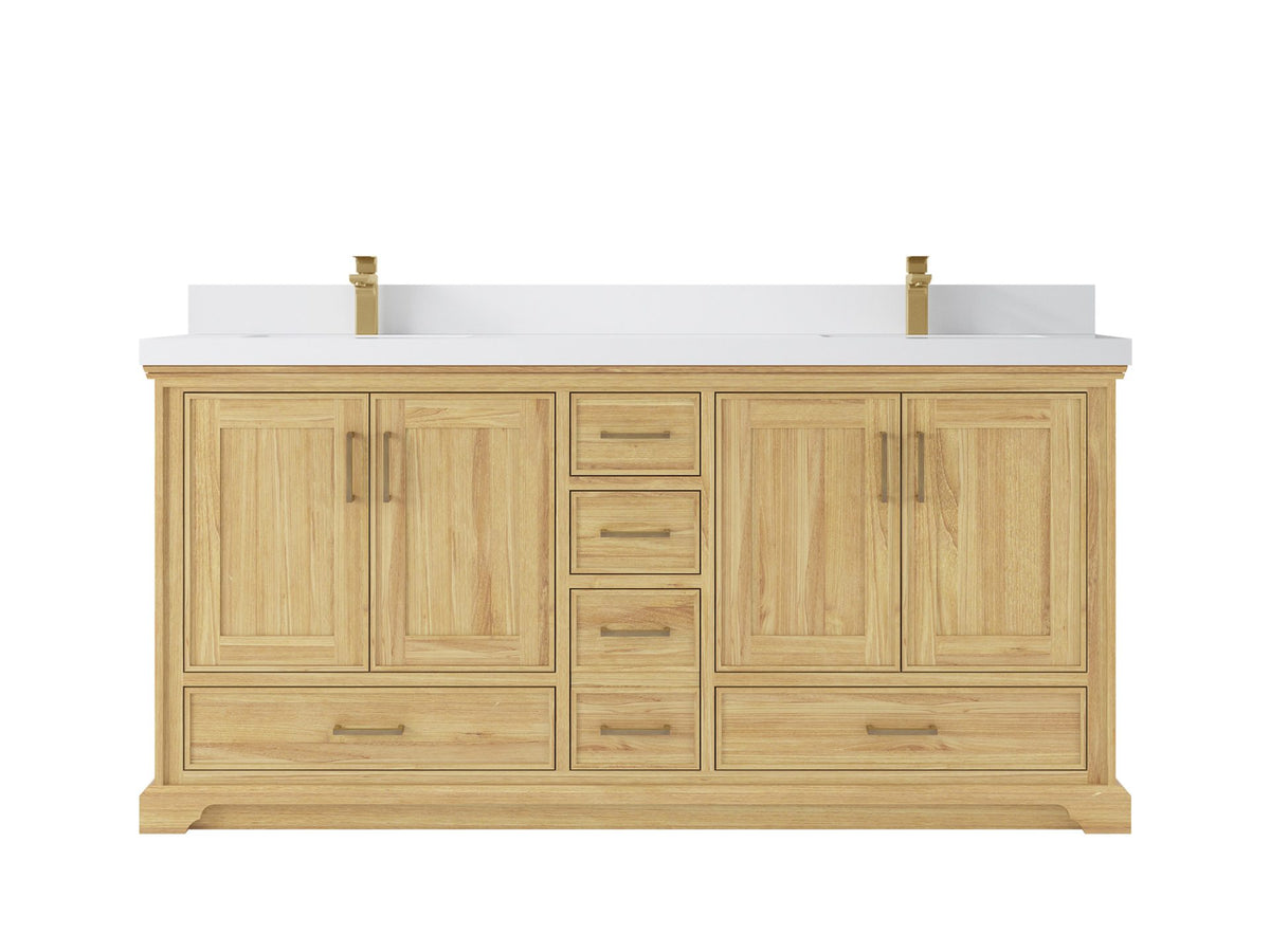 Charlotte 72 in. W x 22 in. D Double Sink Bathroom Teak Wood Vanity
