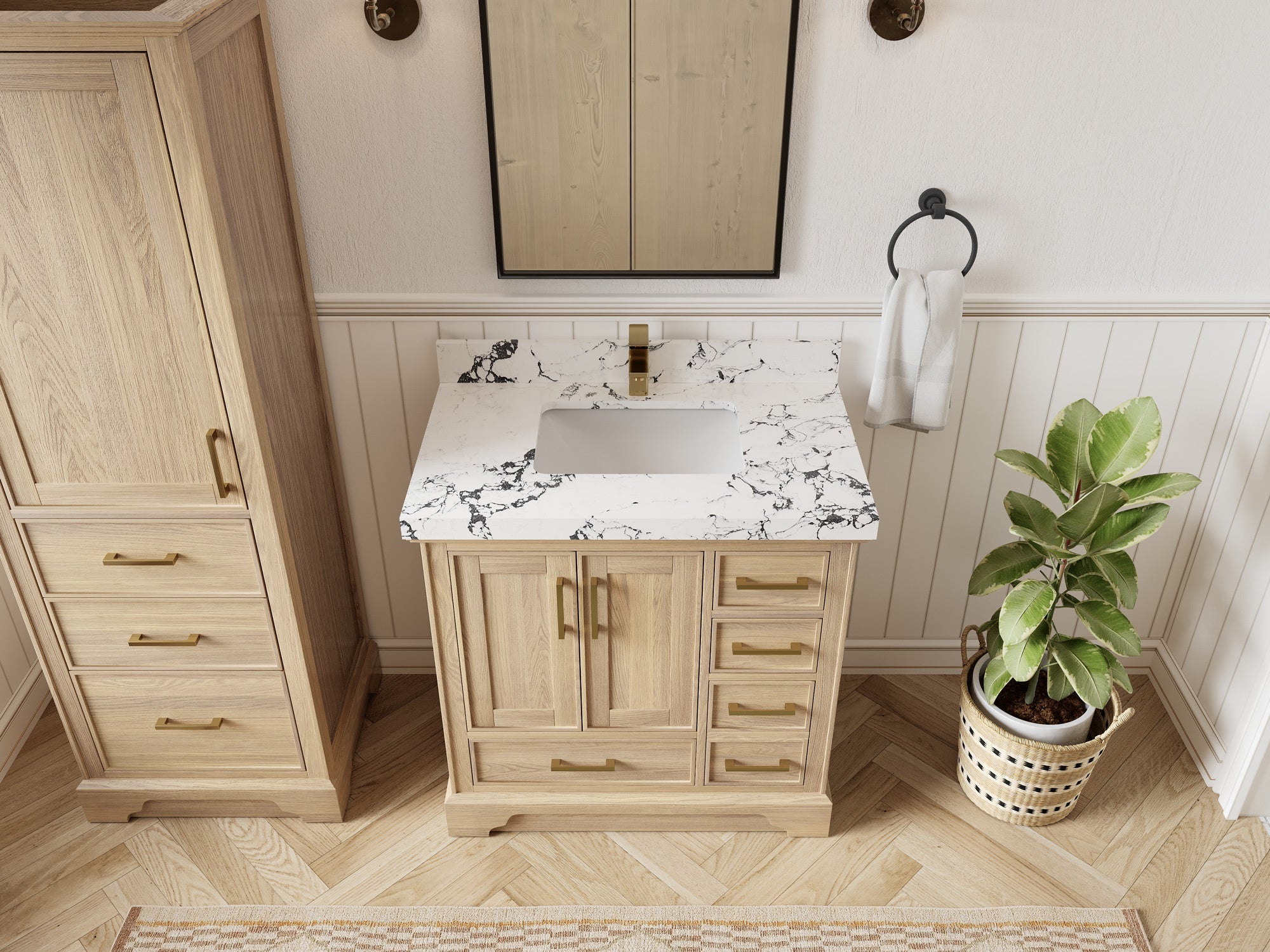 Charlotte White Oak 36 in. W x 22 in. D Center Sink Bathroom Vanity