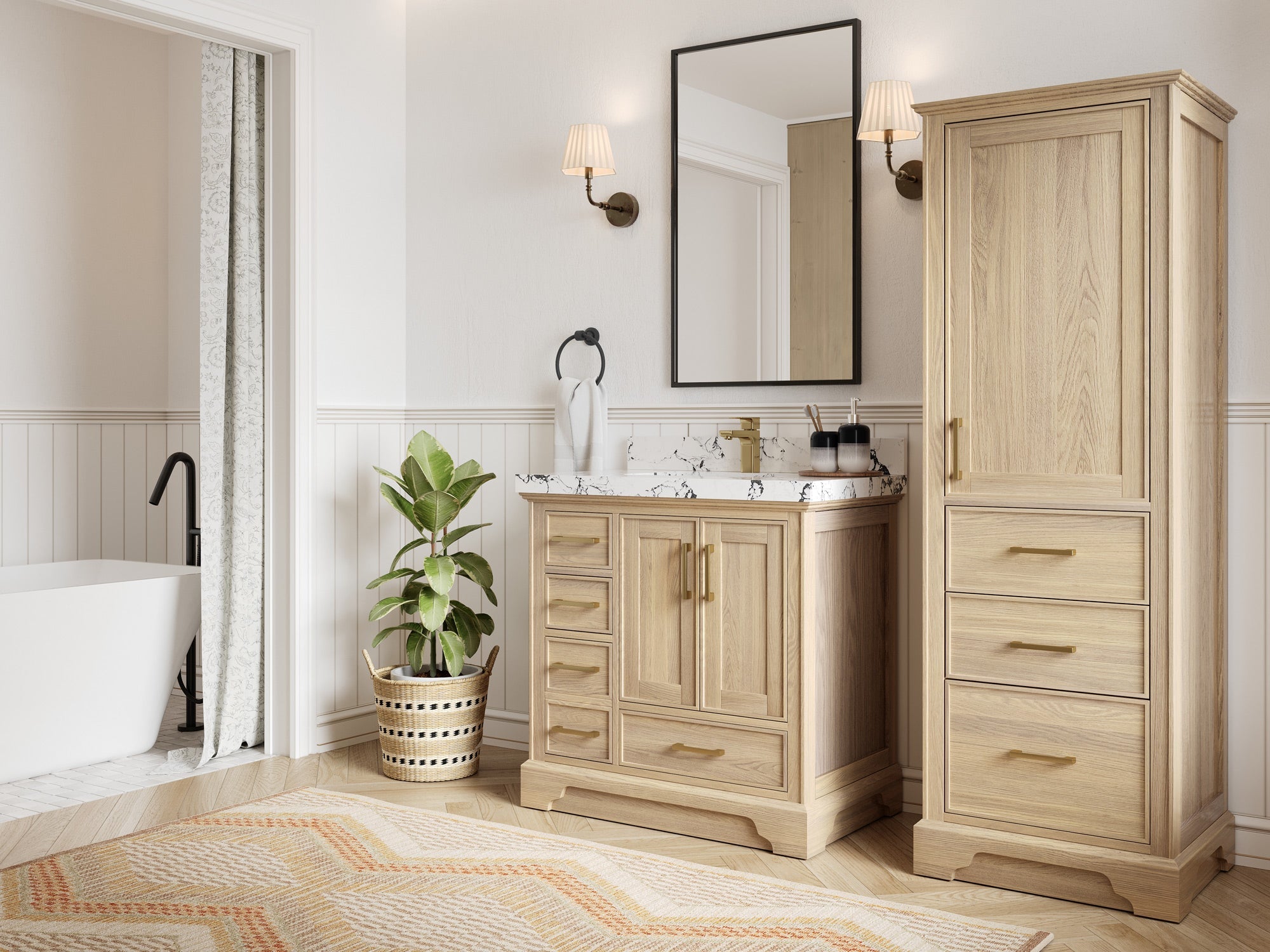 Charlotte White Oak 36 in. W x 22 in. D Center Sink Bathroom Vanity