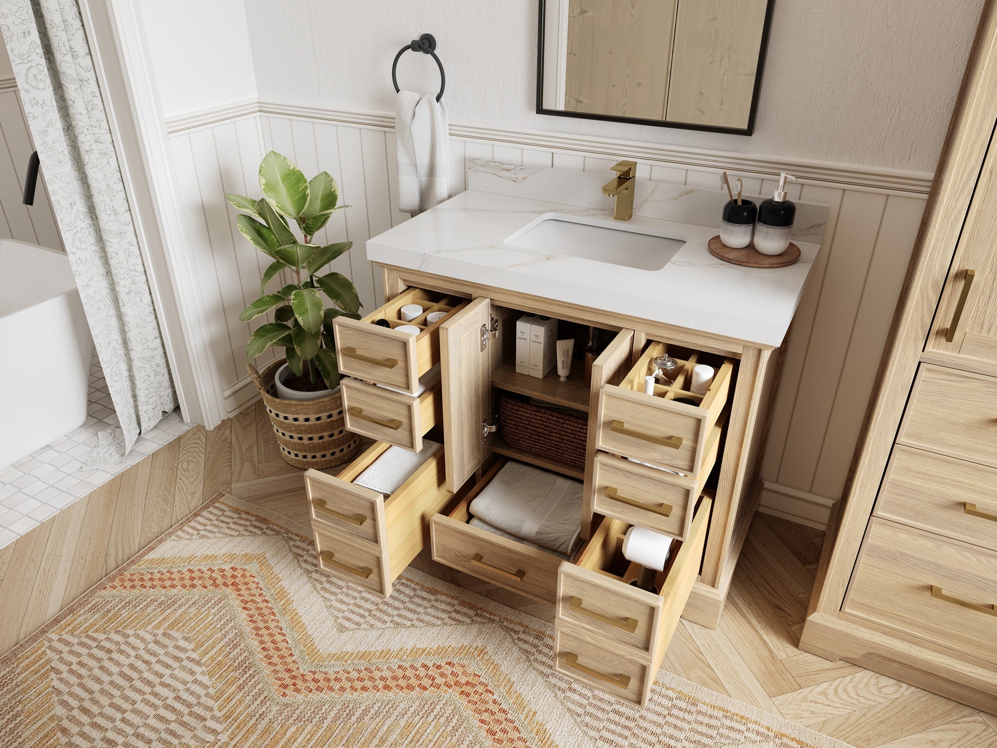 Charlotte White Oak 42 in. W x 22 in. D Single Sink Bathroom Vanity