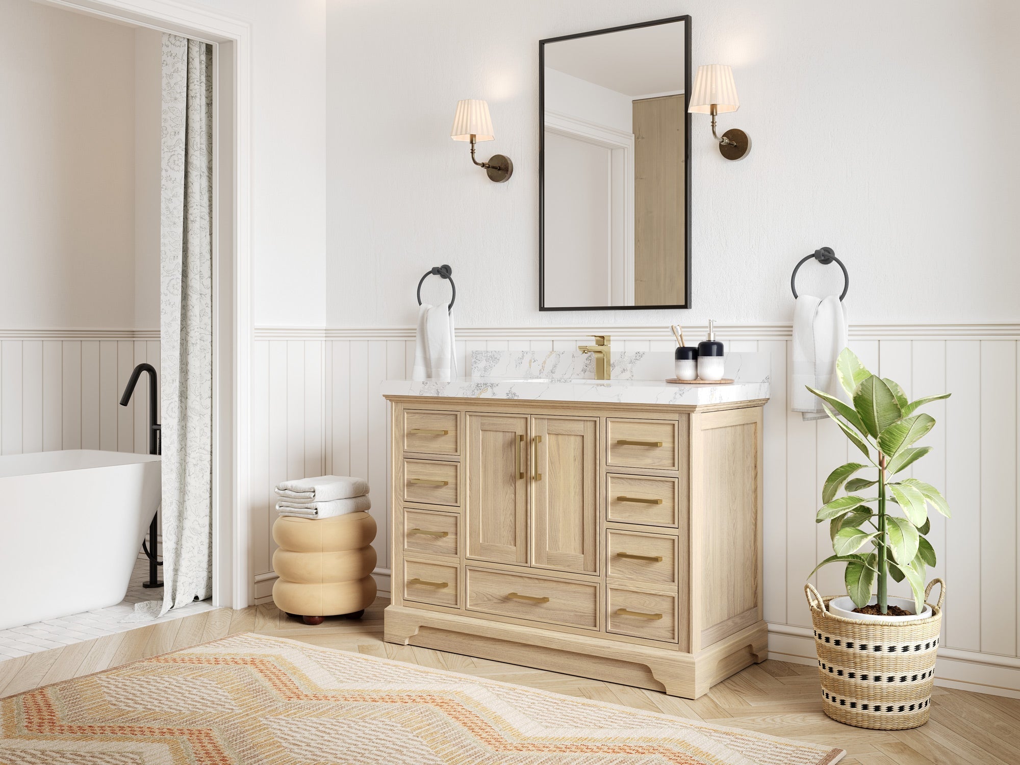 Charlotte White Oak 48 in. W x 22 in. D Single Sink Bathroom Vanity