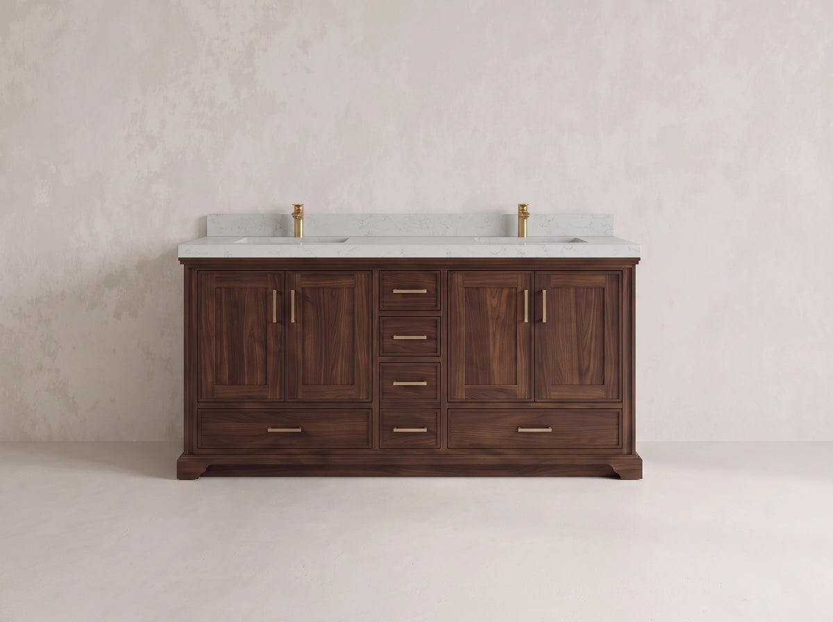 Charlotte Teak Wood 72 in. W x 22 in. D Double Sink Bathroom Vanity