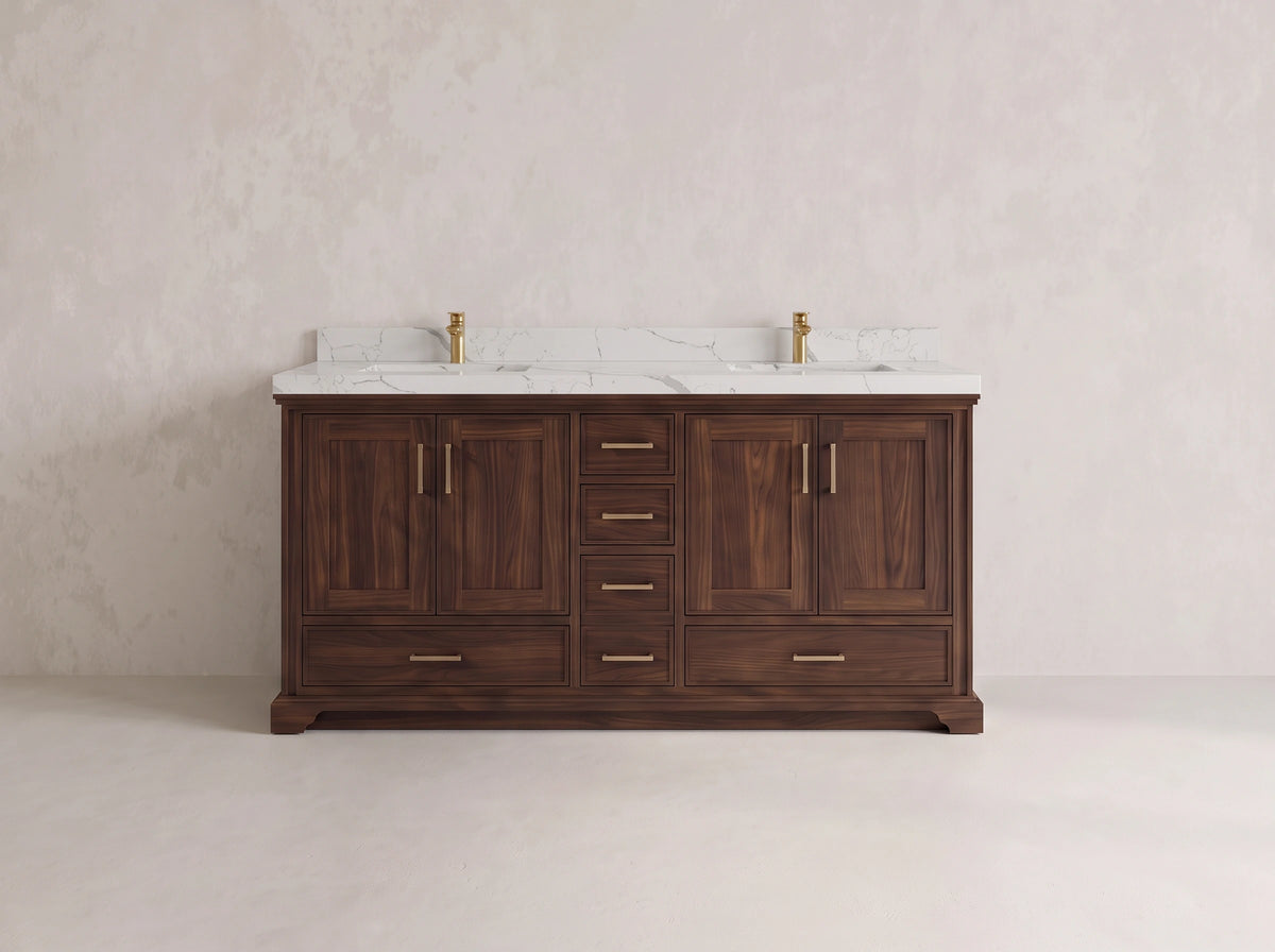 Charlotte Teak Wood 72 in. W x 22 in. D Double Sink Bathroom Vanity