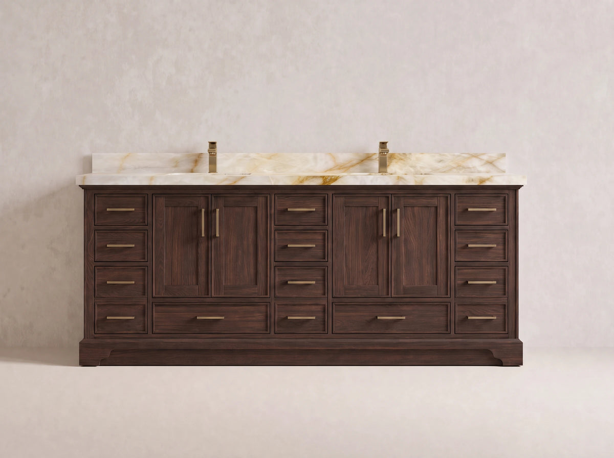 Charlotte Teak Wood 84 in. W x 22 in. D Double Sink Bathroom Vanity