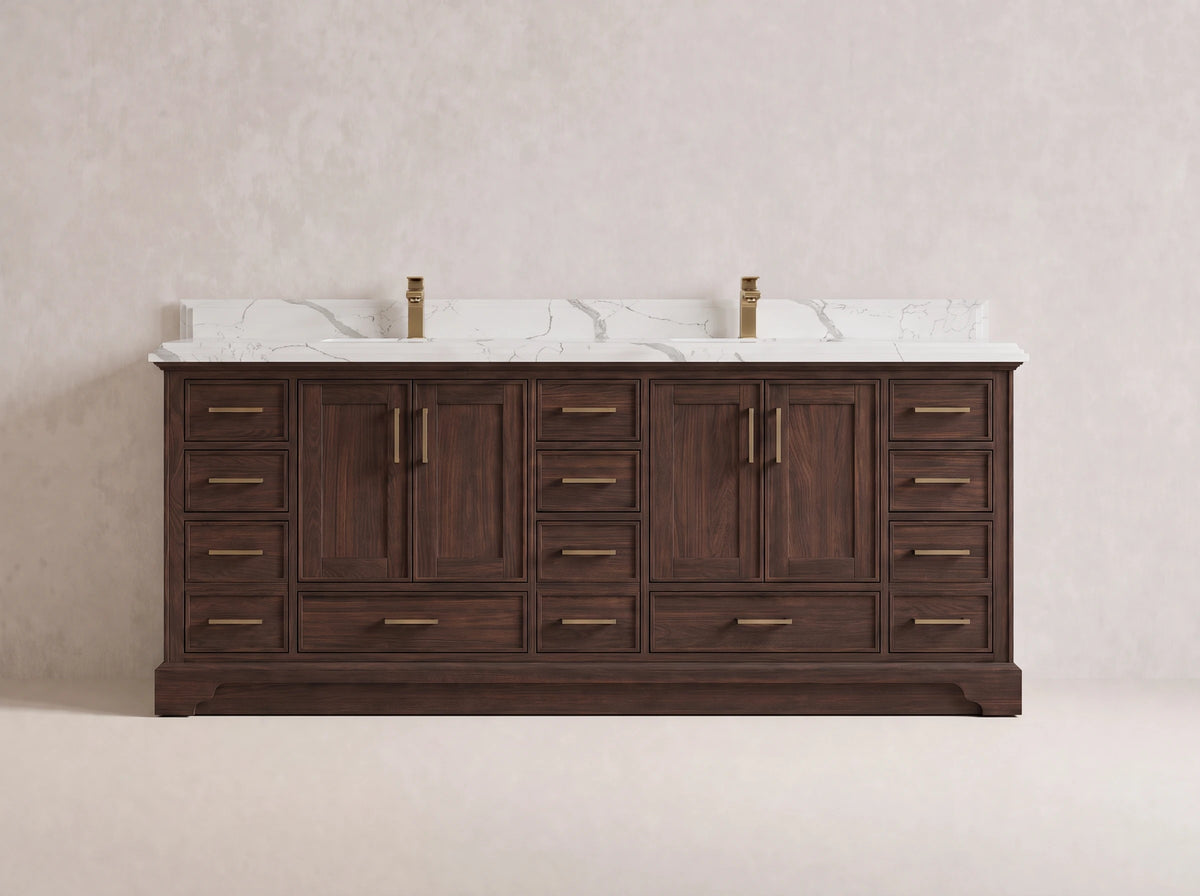 Charlotte Teak Wood 84 in. W x 22 in. D Double Sink Bathroom Vanity