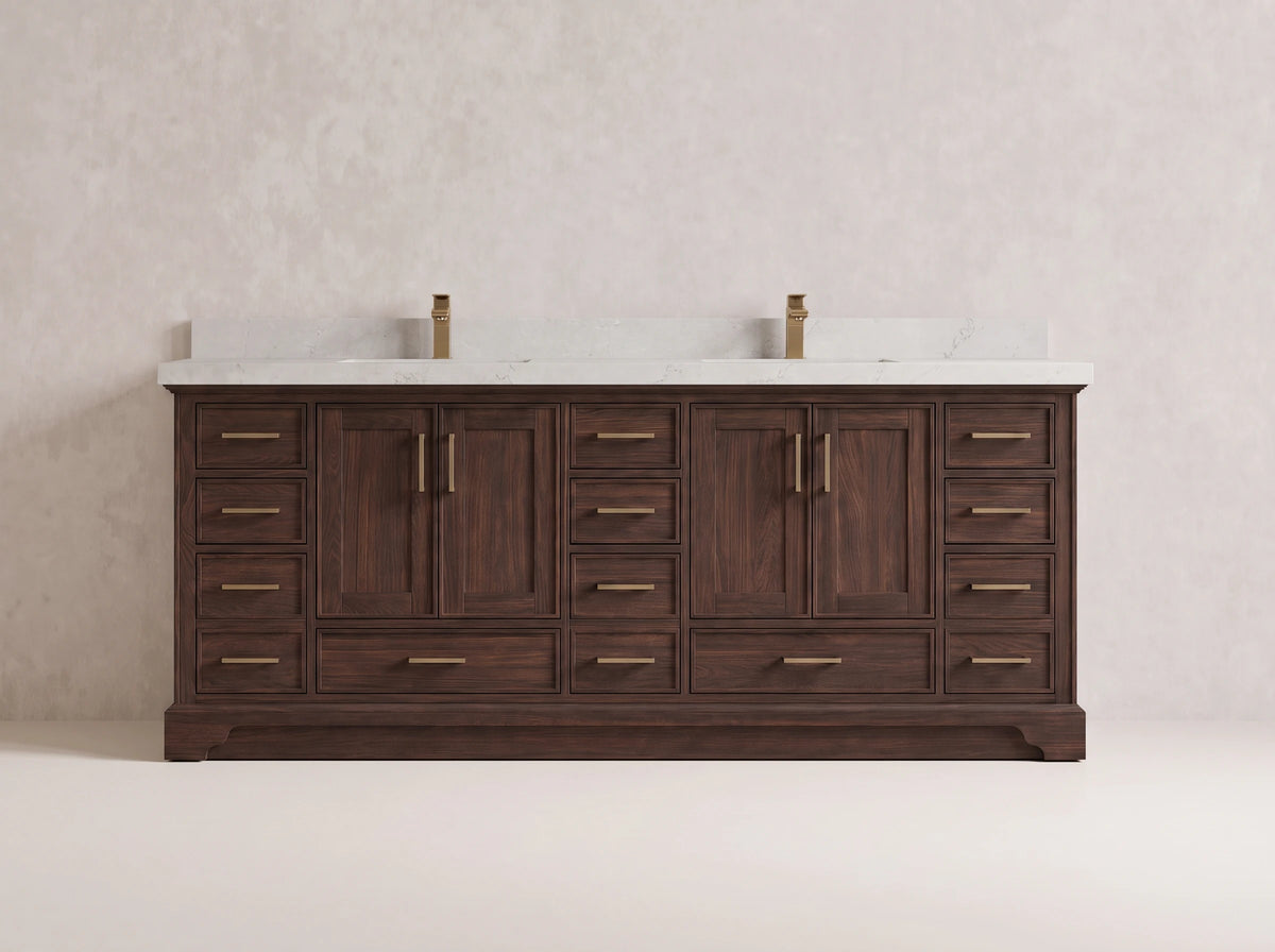 Charlotte Teak Wood 84 in. W x 22 in. D Double Sink Bathroom Vanity