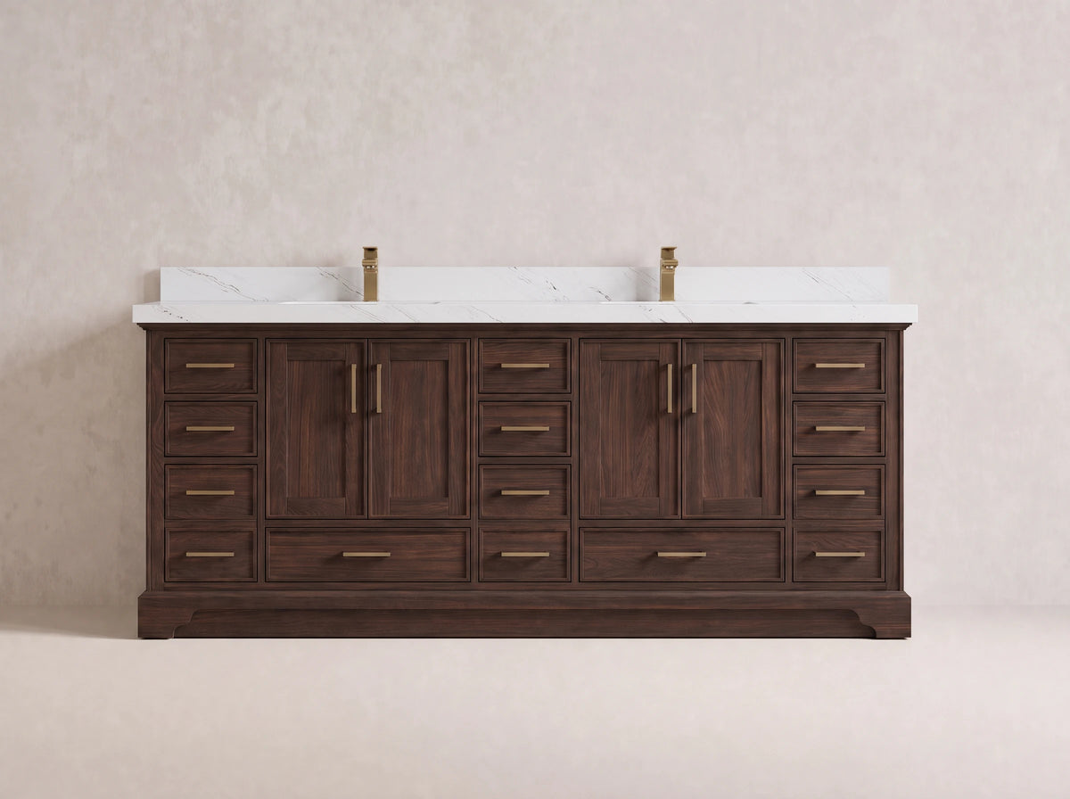 Charlotte Teak Wood 84 in. W x 22 in. D Double Sink Bathroom Vanity