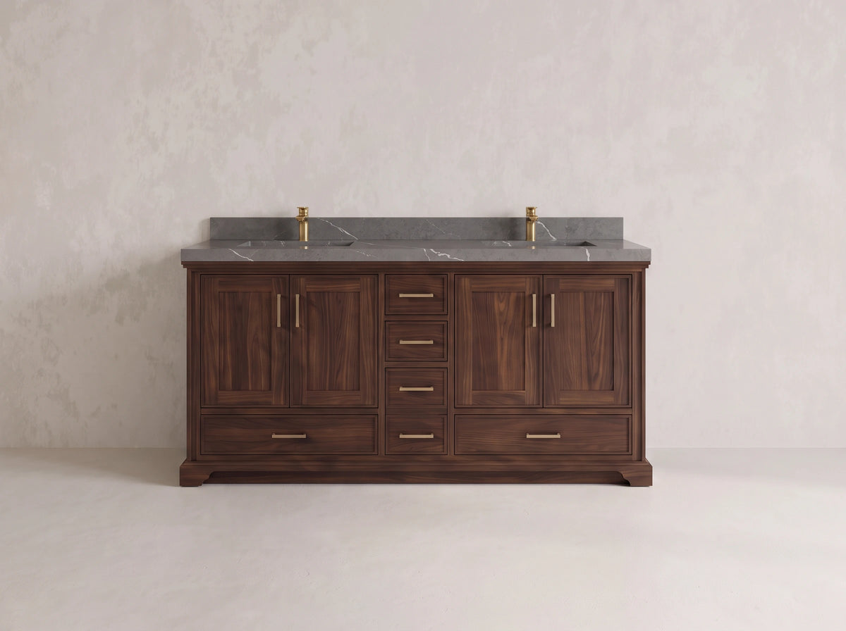 Charlotte Teak Wood 72 in. W x 22 in. D Double Sink Bathroom Vanity