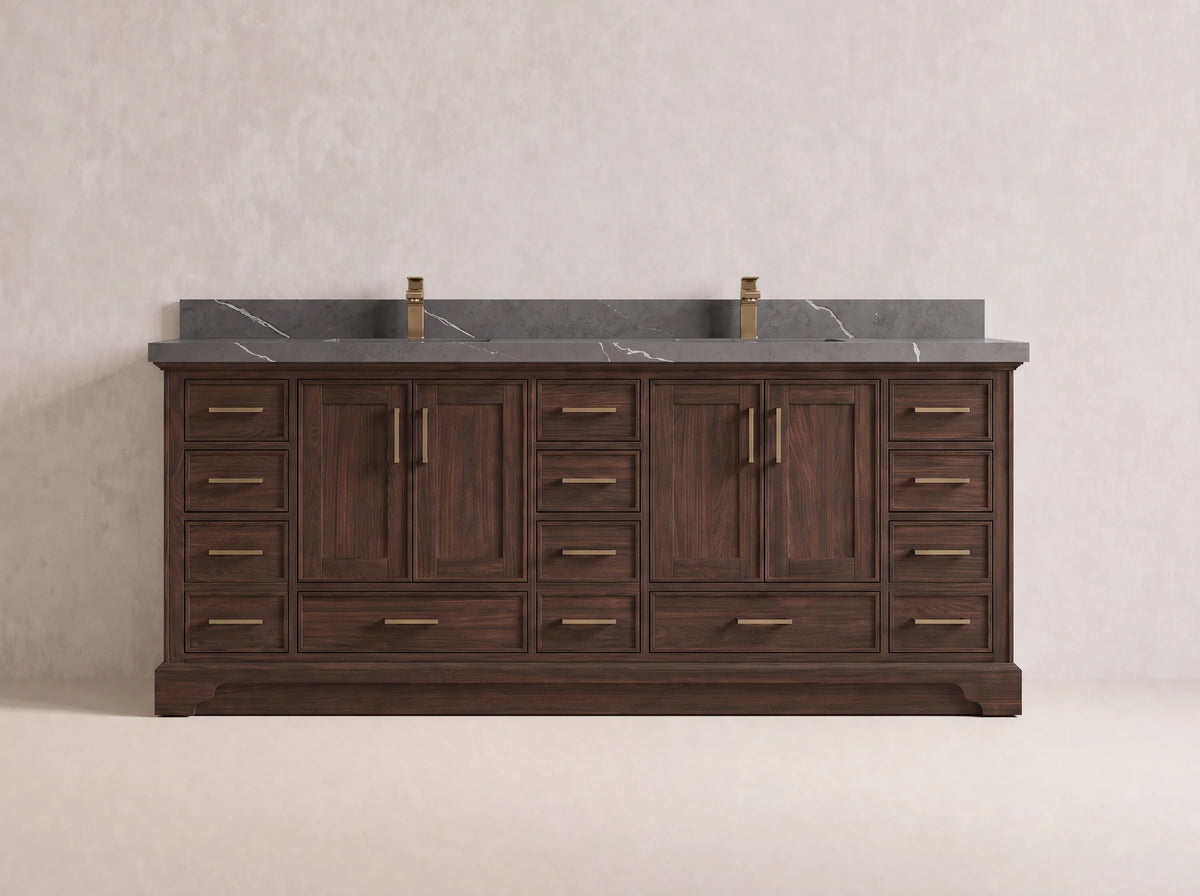 Charlotte Teak Wood 84 in. W x 22 in. D Double Sink Bathroom Vanity