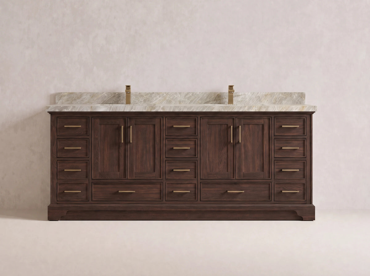 Charlotte Teak Wood 84 in. W x 22 in. D Double Sink Bathroom Vanity