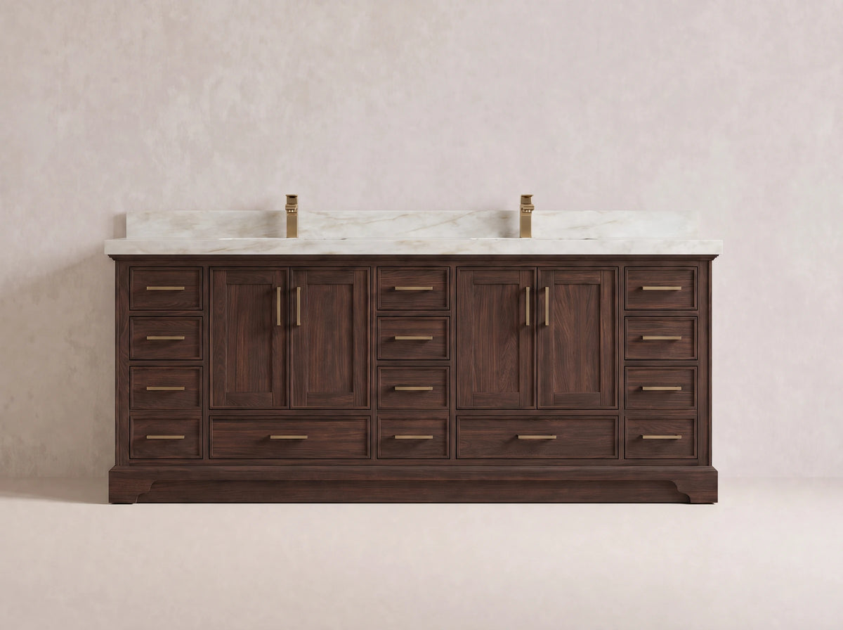 Charlotte Teak Wood 84 in. W x 22 in. D Double Sink Bathroom Vanity