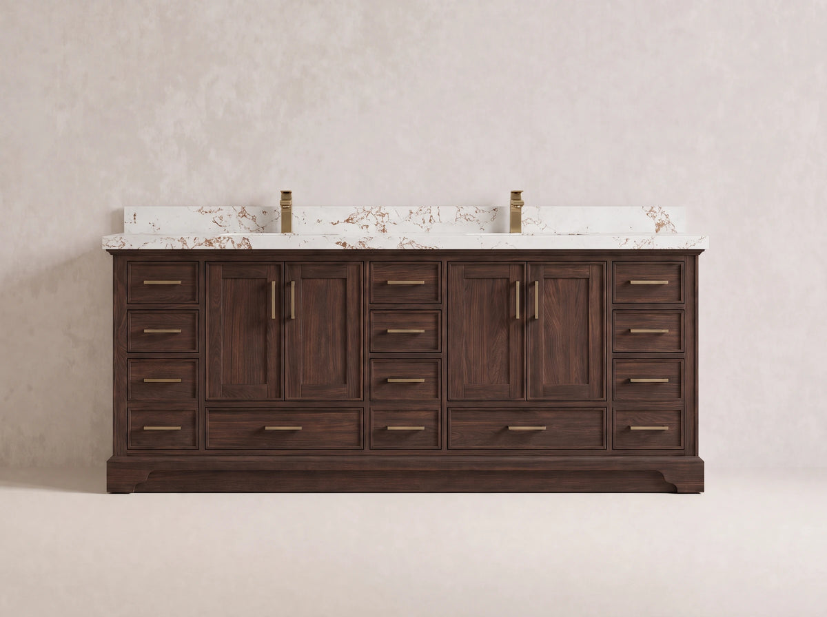 Charlotte Teak Wood 84 in. W x 22 in. D Double Sink Bathroom Vanity