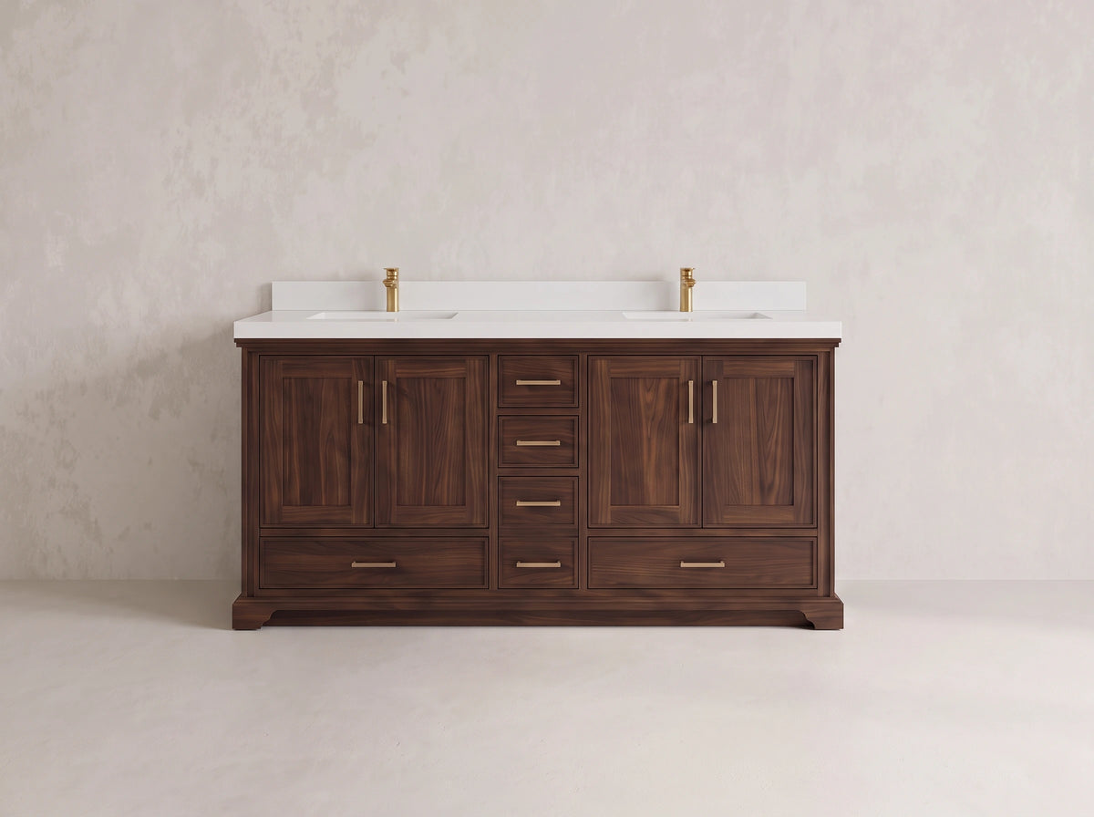 Charlotte Teak Wood 72 in. W x 22 in. D Double Sink Bathroom Vanity