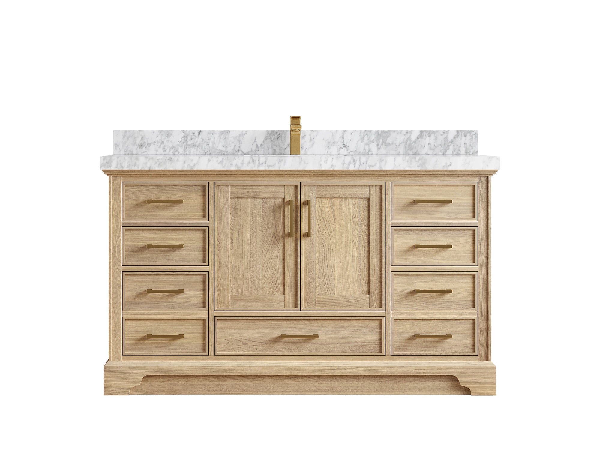 Charlotte White Oak 60 in. W x 22 in. D Single Sink Bathroom Vanity with 2 in Carrara Marble Countertop