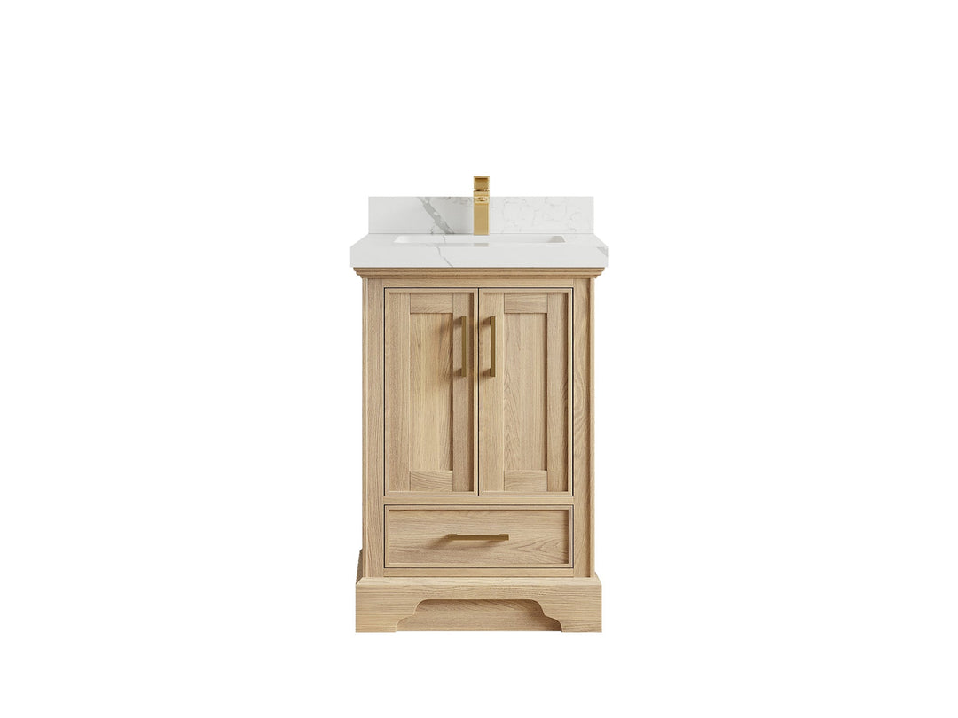Charlotte Slim Shaker Bathroom Vanity – White Oak, Teak Wood, Painted with Quartz & Marble or Taj Mahal Quarzite - photo 26