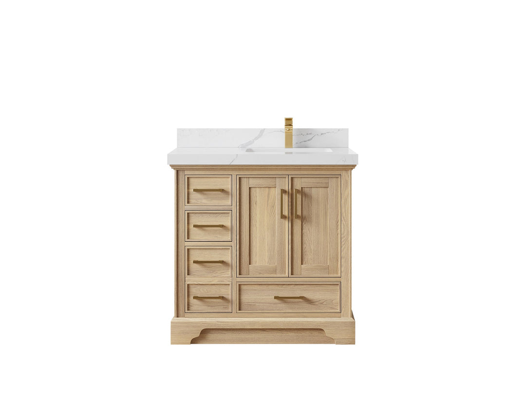 Charlotte Slim Shaker Bathroom Vanity – White Oak, Teak Wood, Painted with Quartz & Marble or Taj Mahal Quarzite - photo 25