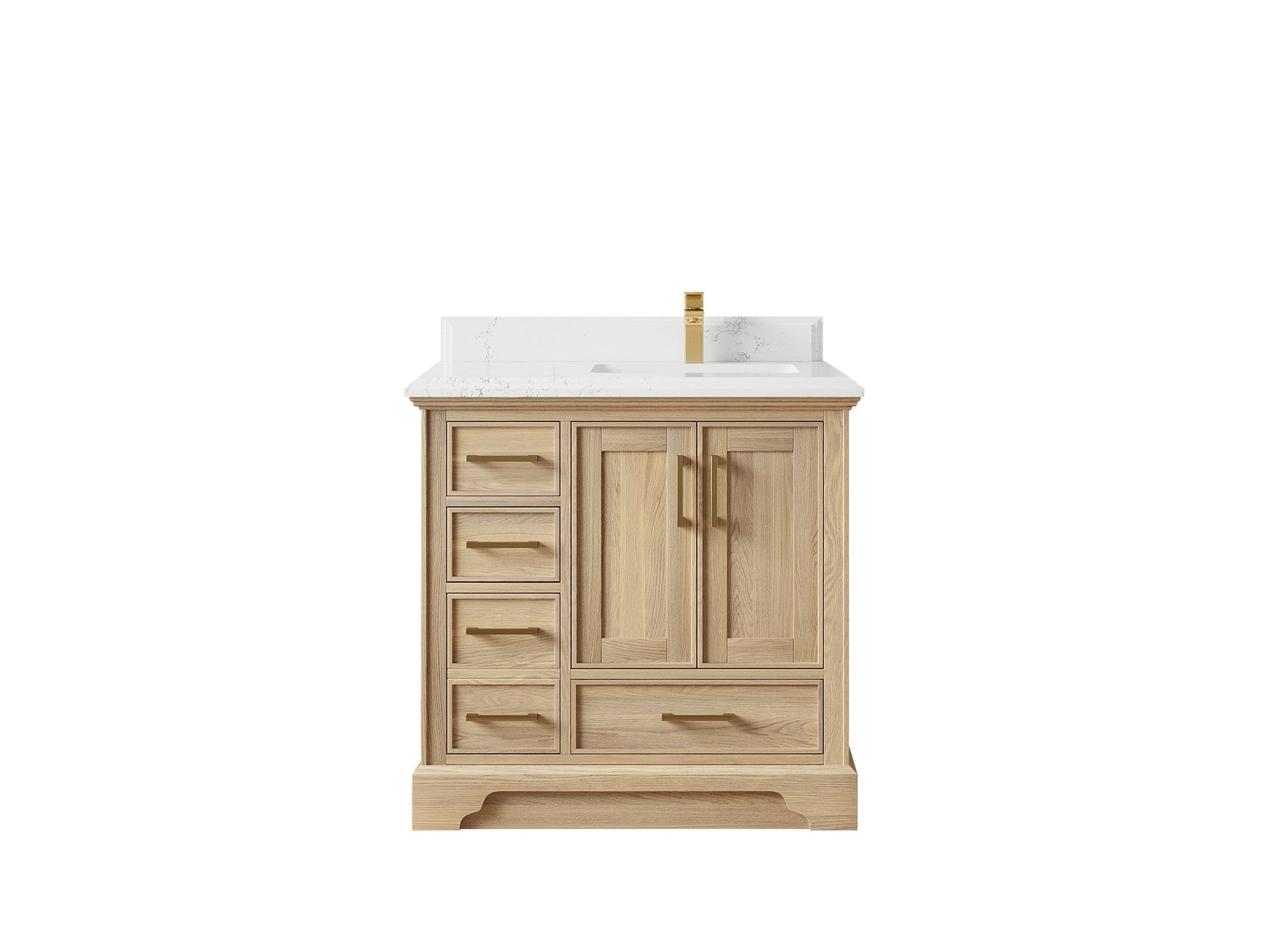 Charlotte White Oak 36 in. W x 22 in. D Right Offset Sink Bathroom Vanity