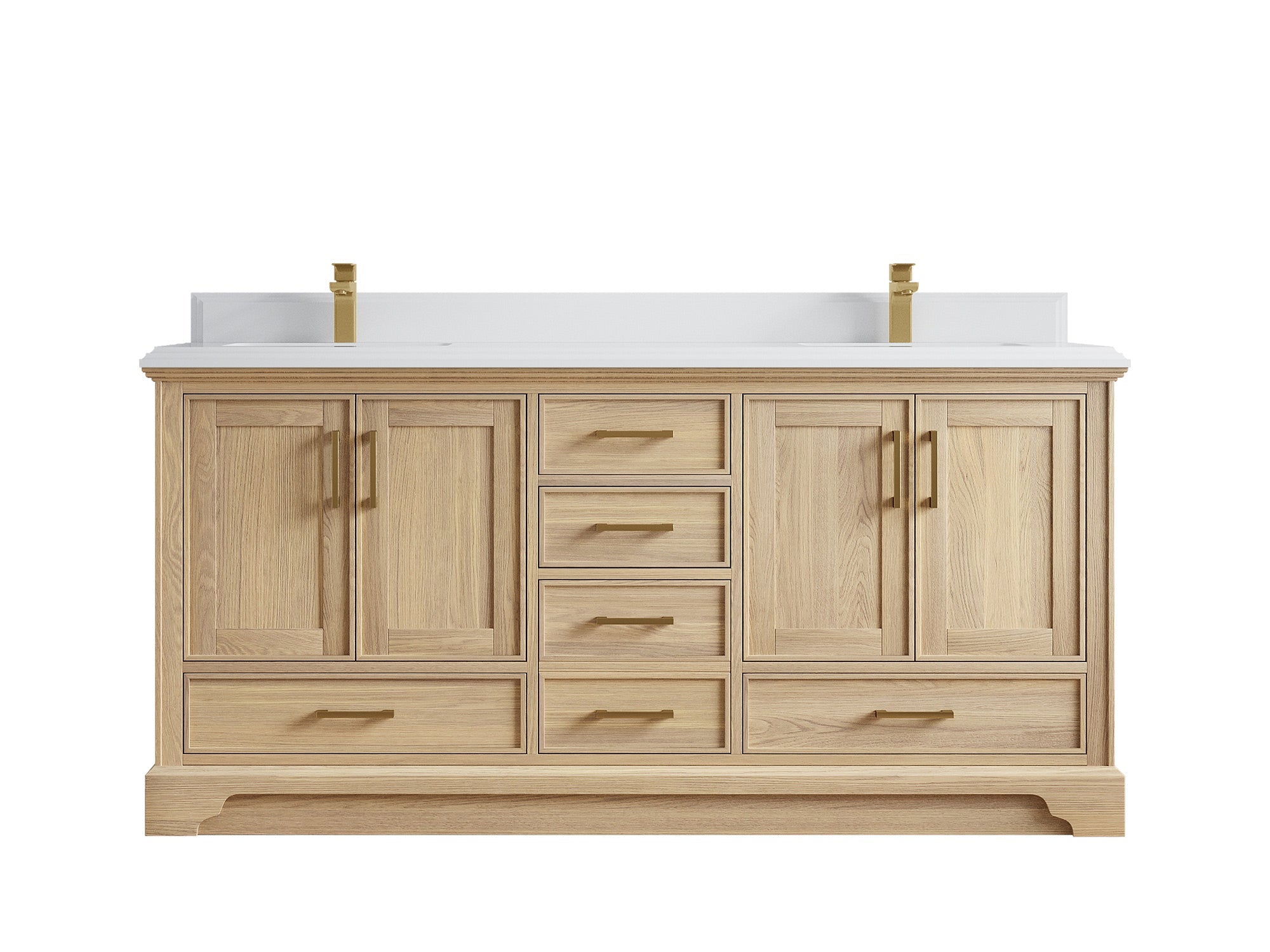 Charlotte White Oak 72 in. W x 22 in. D Double Sink Bathroom Vanity with 1.5 in White Quartz Countertop