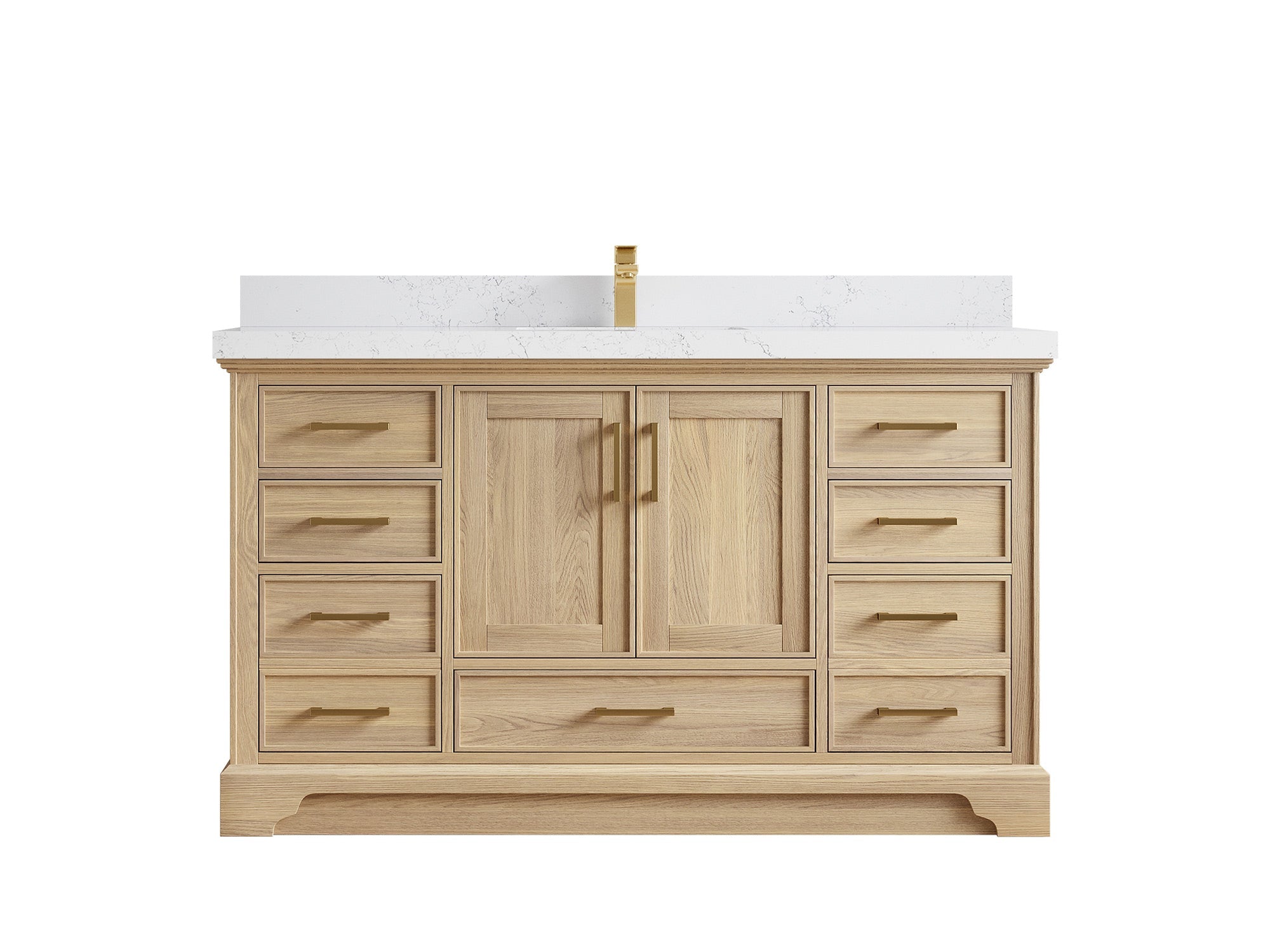 Charlotte White Oak 60 in. W x 22 in. D Single Sink Bathroom Vanity with 2 in Empira White Quartz Countertop