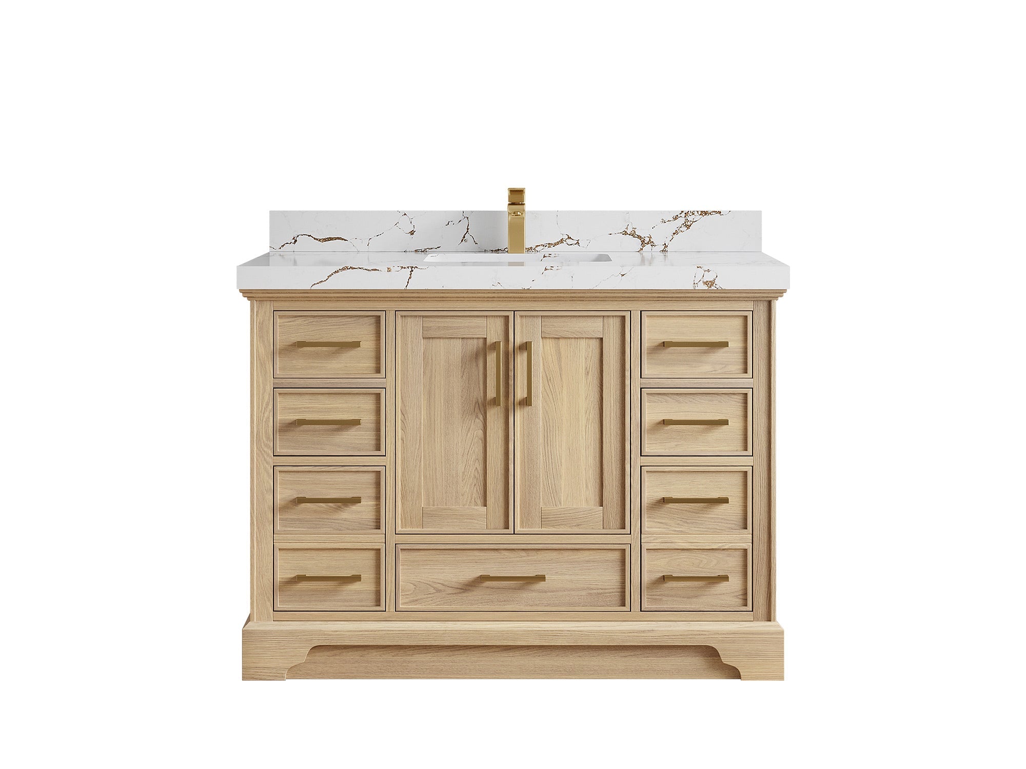 Charlotte White Oak 48 in. W x 22 in. D Single Sink Bathroom Vanity with 2 in Viola Brown Quartz Countertop