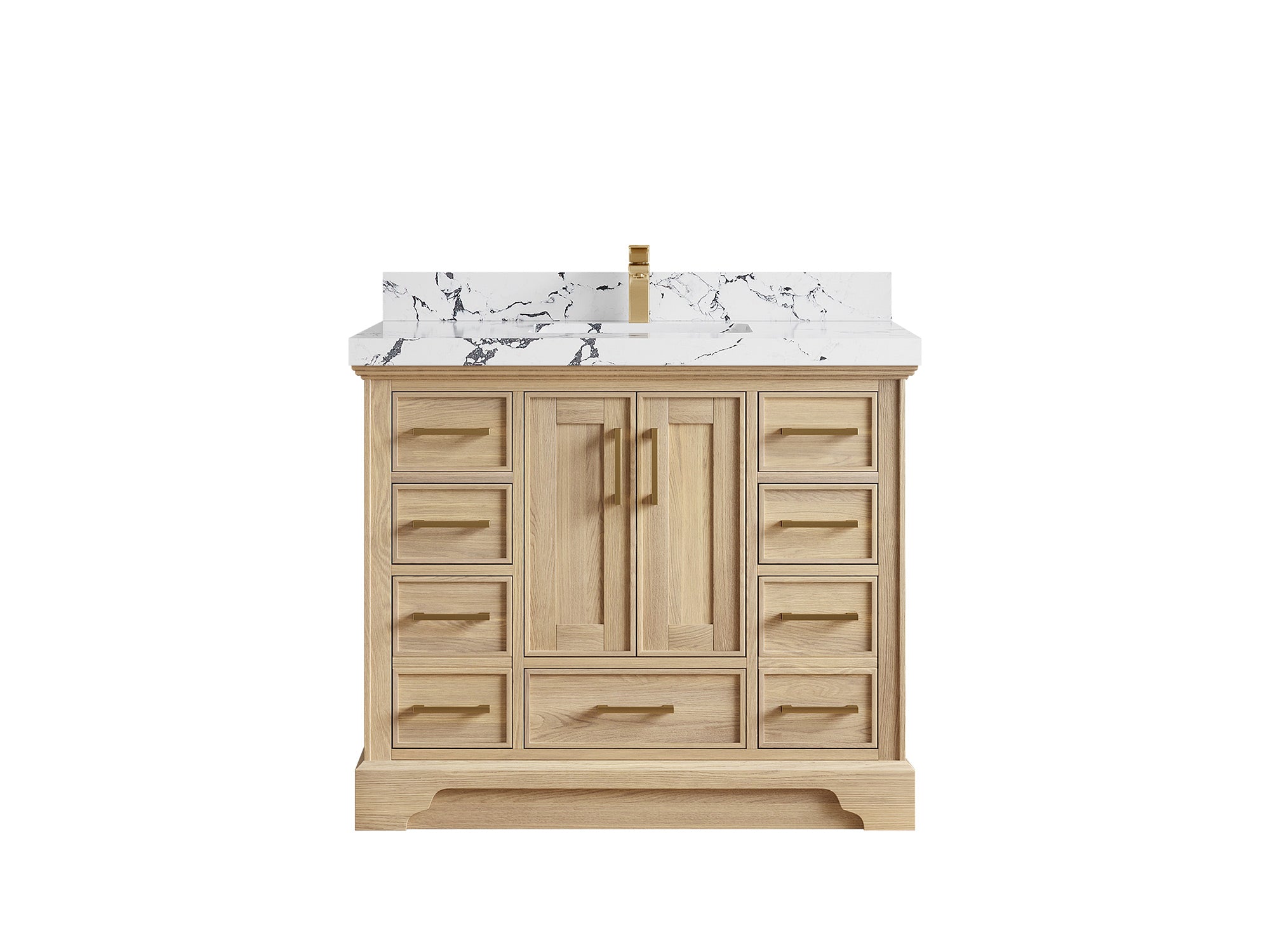 Charlotte White Oak 42 in. W x 22 in. D Single Sink Bathroom Vanity with 2 in Viola Night Quartz Countertop