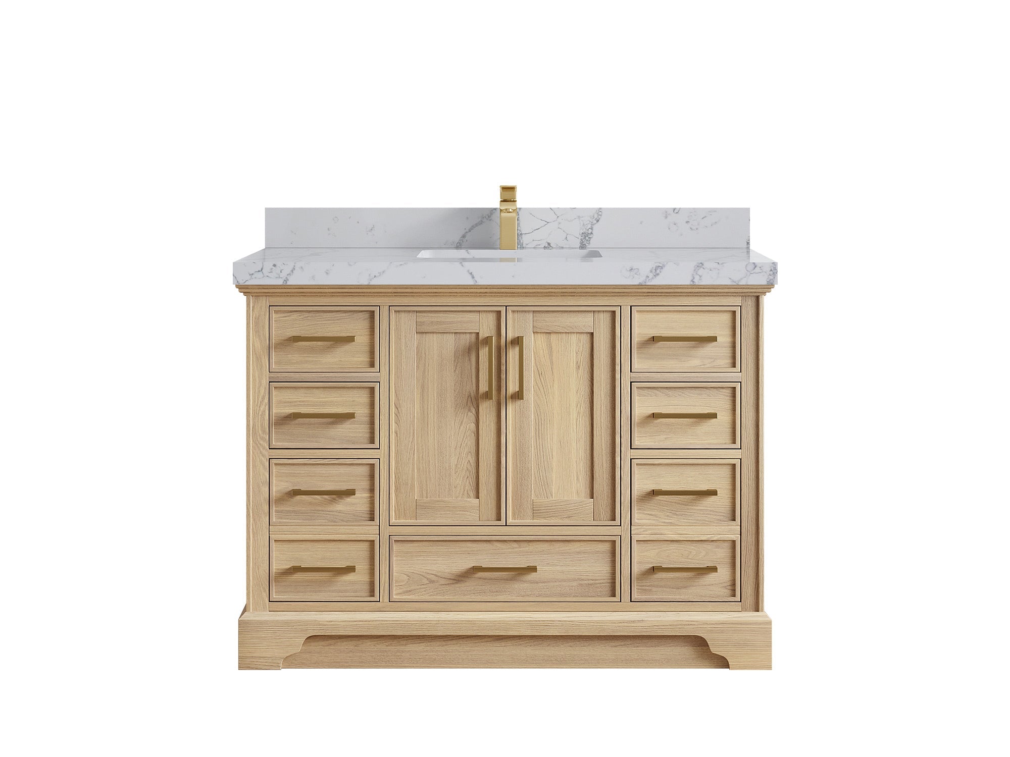 Charlotte White Oak 48 in. W x 22 in. D Single Sink Bathroom Vanity with 2 in Venatino Quartz Countertop