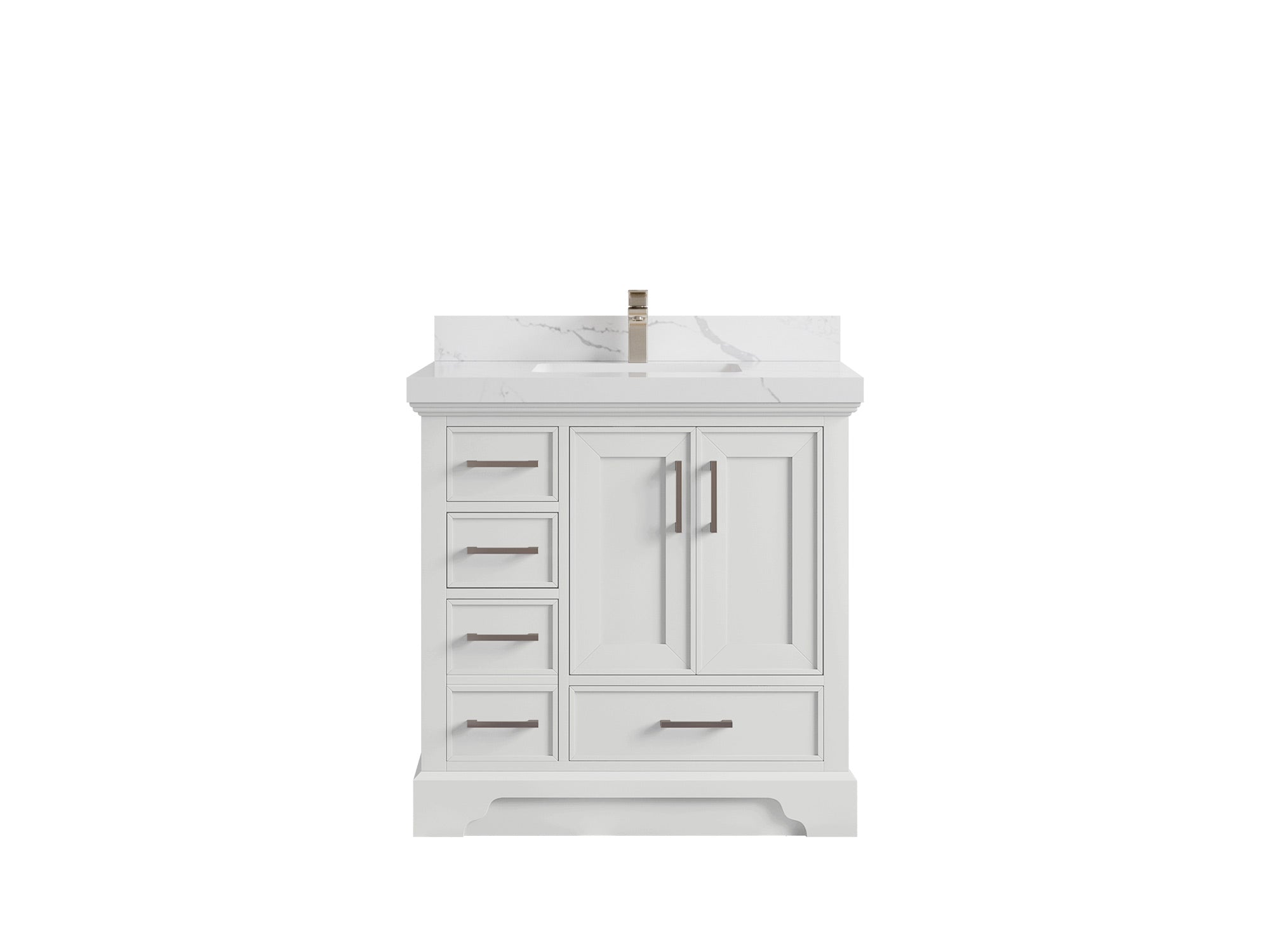 Charlotte 36 in. W x 22 in. D Center Sink Bathroom Vanity in White with 2 in Calacatta Laza Quartz Countertop