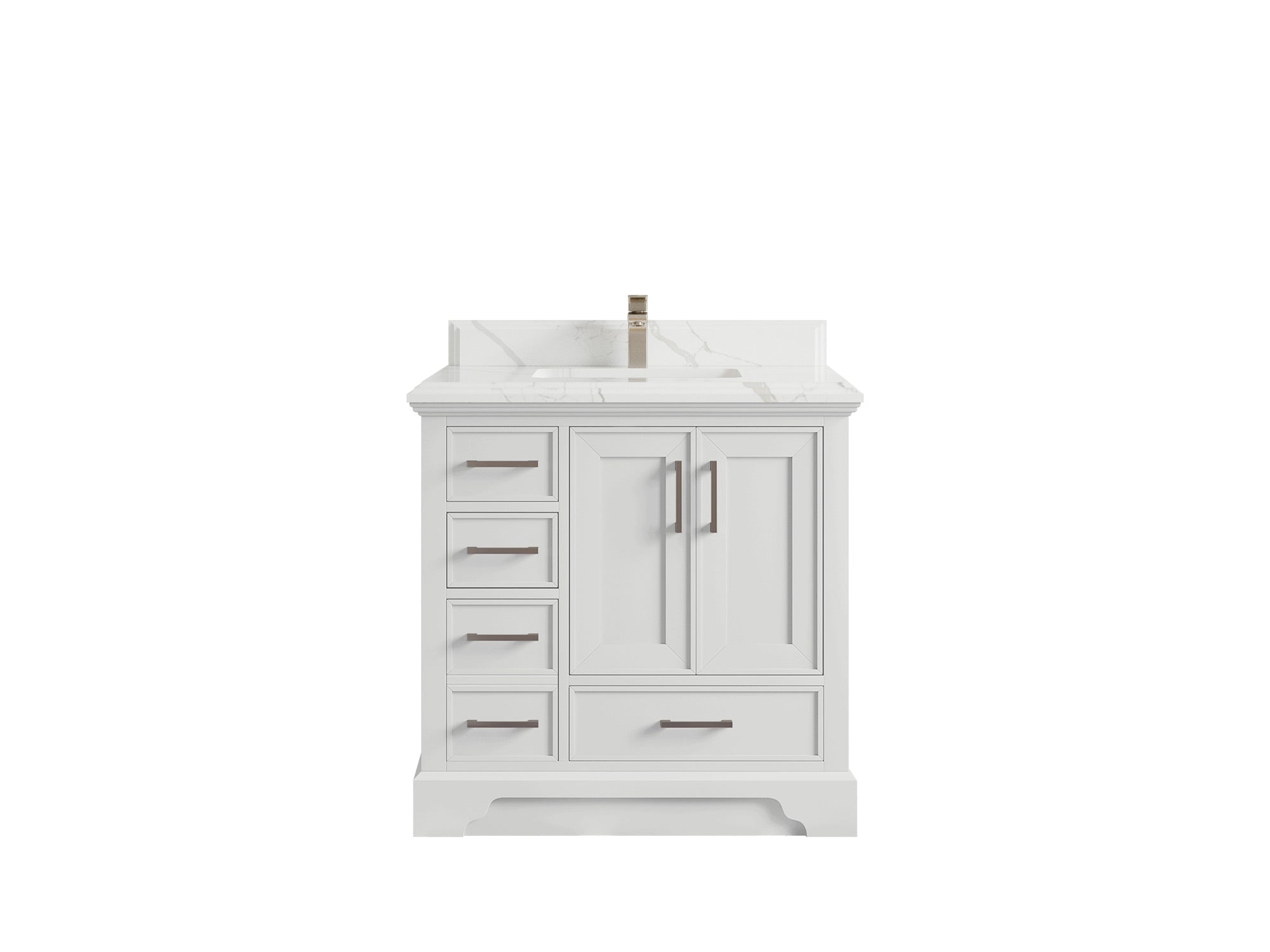 Charlotte 36 in. W x 22 in. D Center Sink Bathroom Vanity in White with 1.5 in Calacatta Laza Quartz Countertop