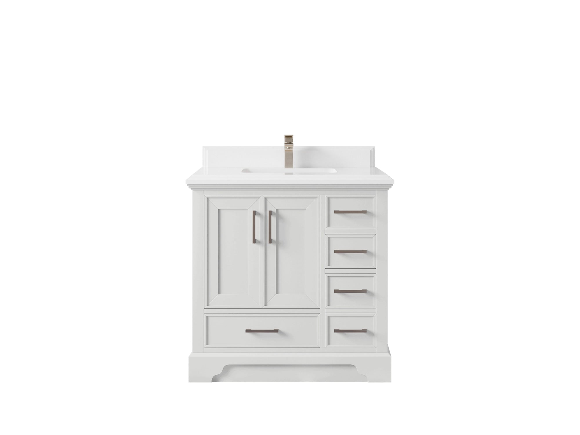 Charlotte 36 in. W x 22 in. D Center Sink Bathroom Vanity in White with 1.5 in White Quartz Countertop