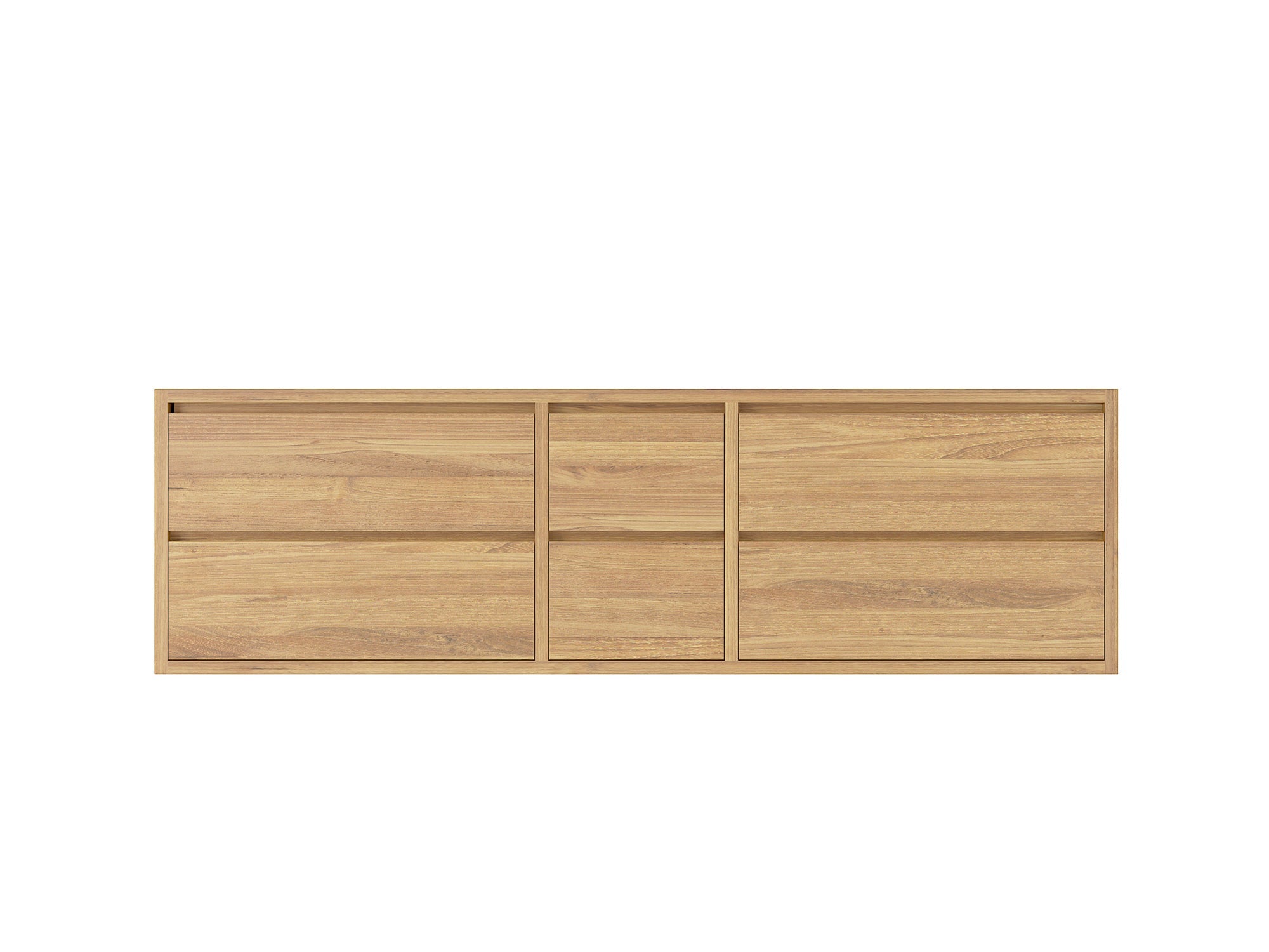 Madison Floating Teak 72 in. W x 22 in. D Double Sink Bathroom Vanity in Light Natural - Cabinet Only