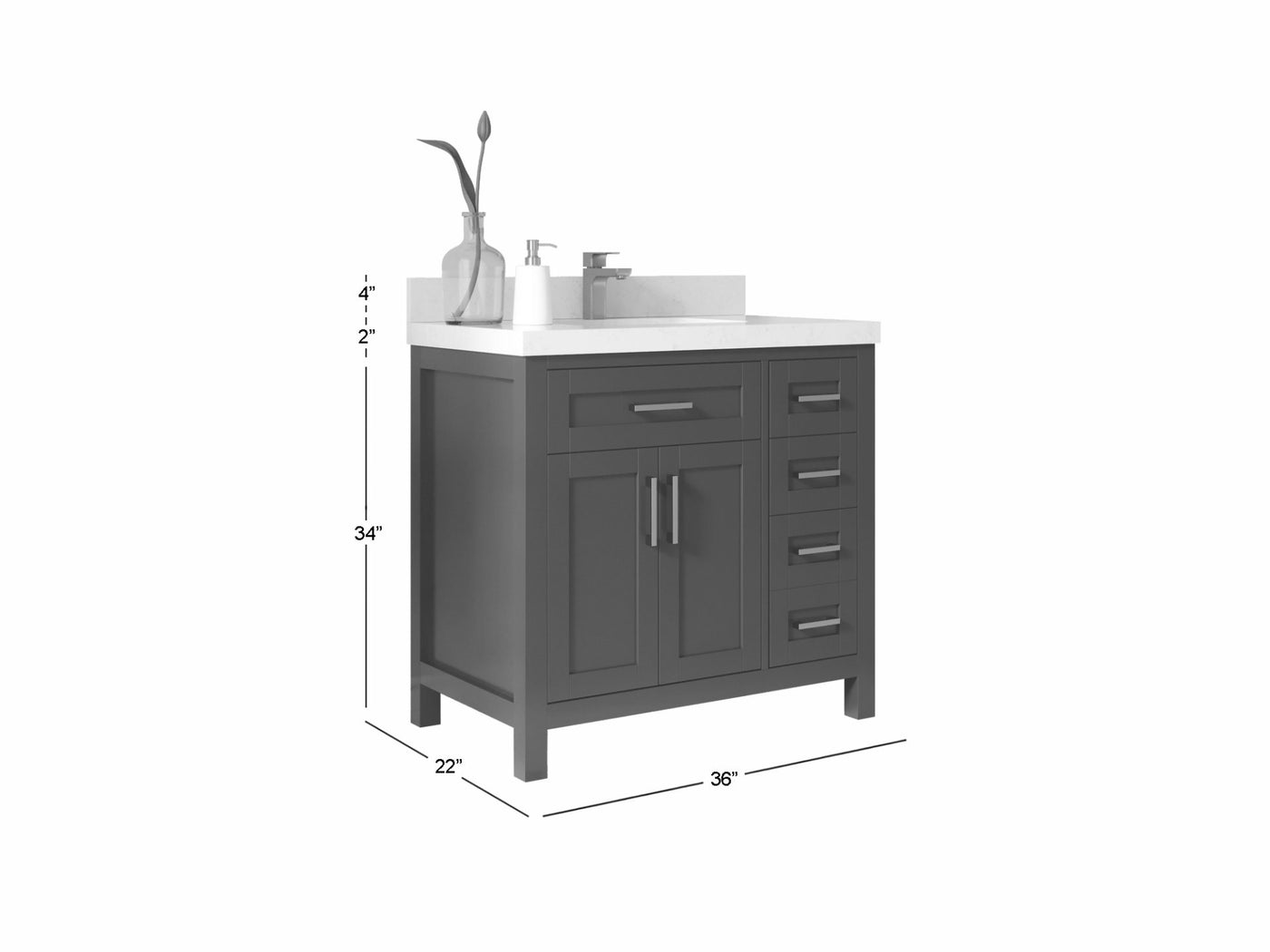 Cambridge 36 in. W x 22 in. D Single Center Sink Bathroom Vanity