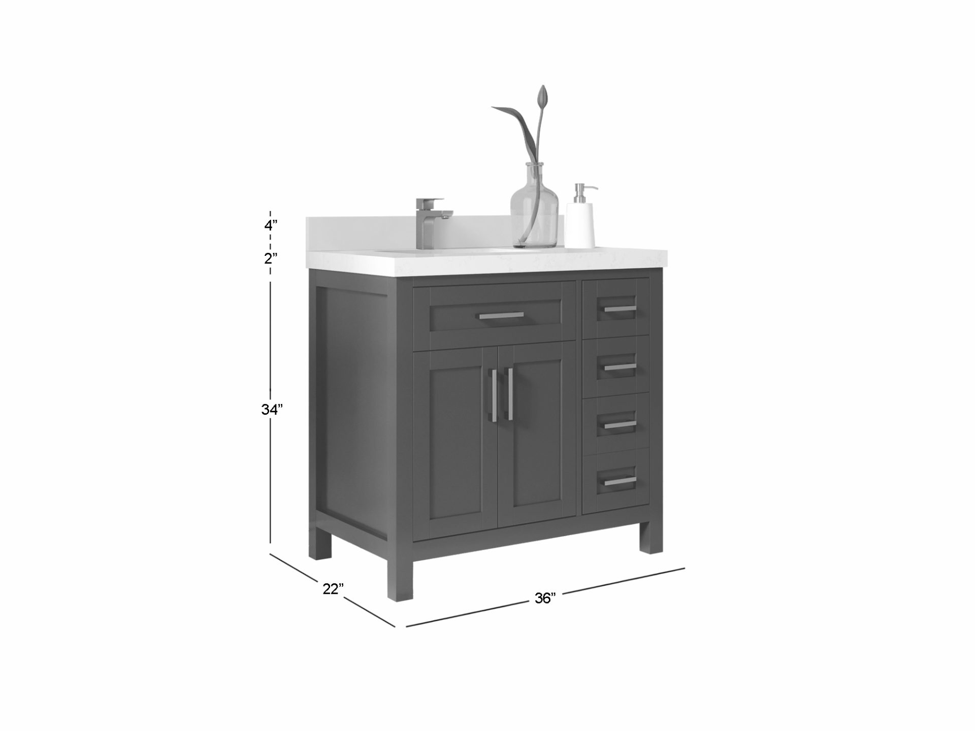 Cambridge 36 in. W x 22 in. D Left Offset Sink Bathroom Vanity